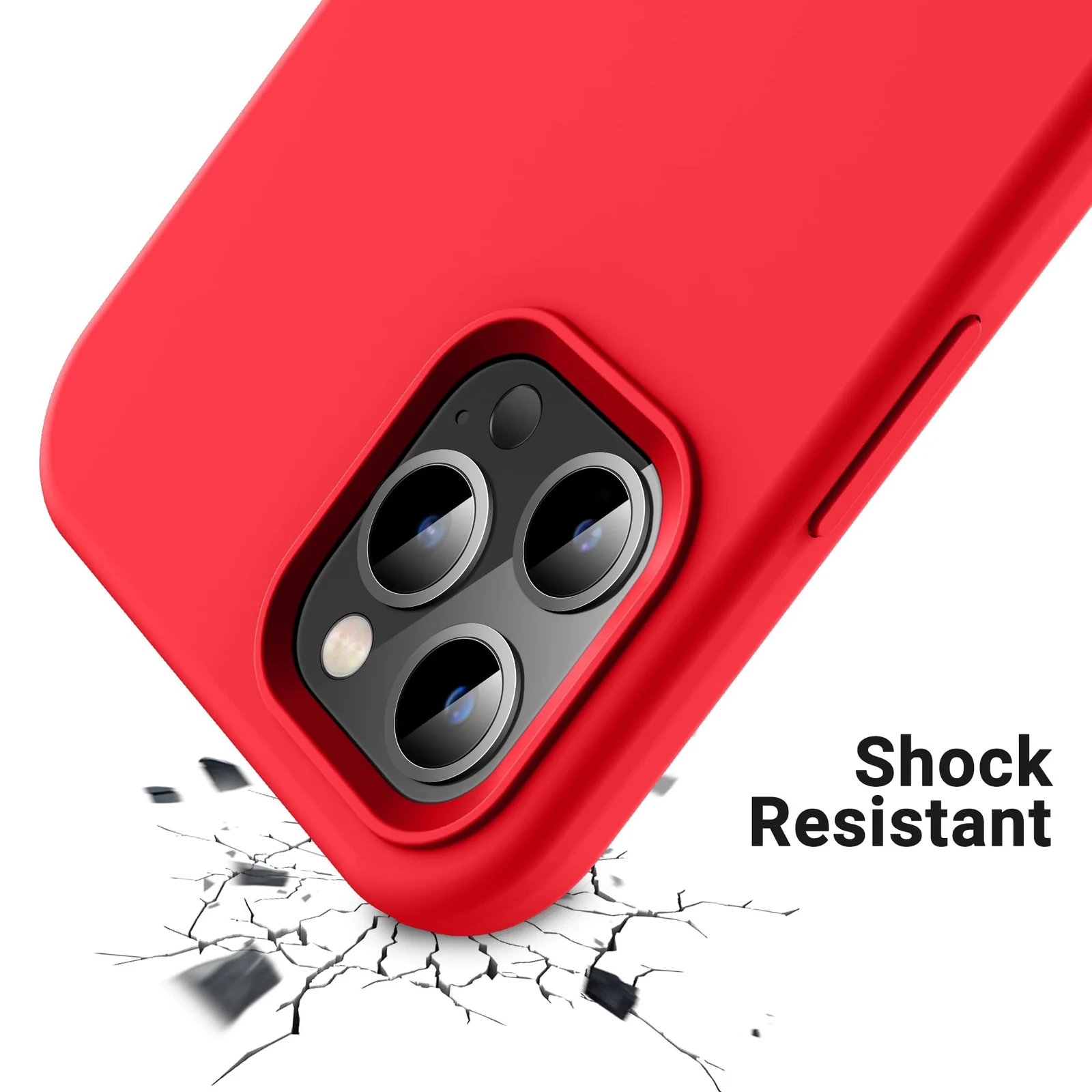 DL3 Mobilak Liquid Silicone Protective Case with Soft Microfiber Lining for iPhone 14 Pro (6.1 Inch) - Red