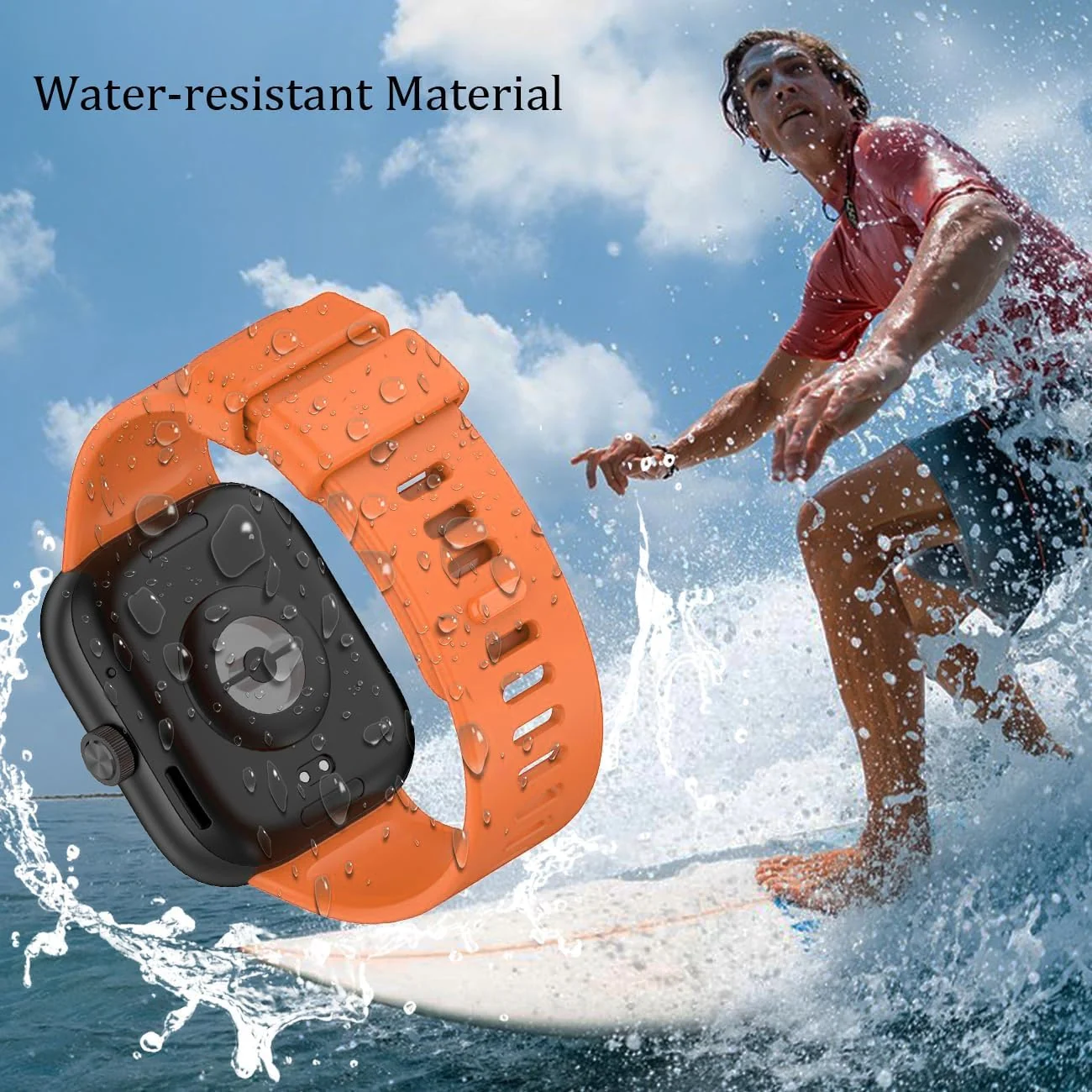 DL3 Mobilak Bracelet Compatible with Xiaomi Redmi Watch 6/5/4 / Xiaomi Smart Band 10 Pro/9 Pro/8 Pro, Soft TPU Replacement Strap Sports, Strap for Men and Women - Orange