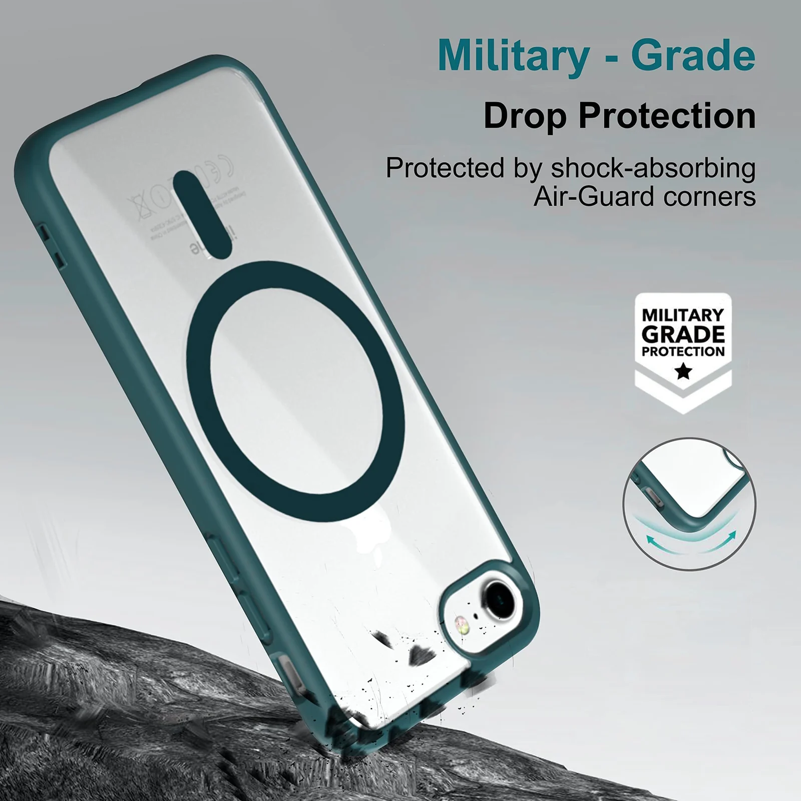 DL3 MOBILAK Clear Three-Layer Protective Phone Case for Apple iPhone 7 Plus - Green 2