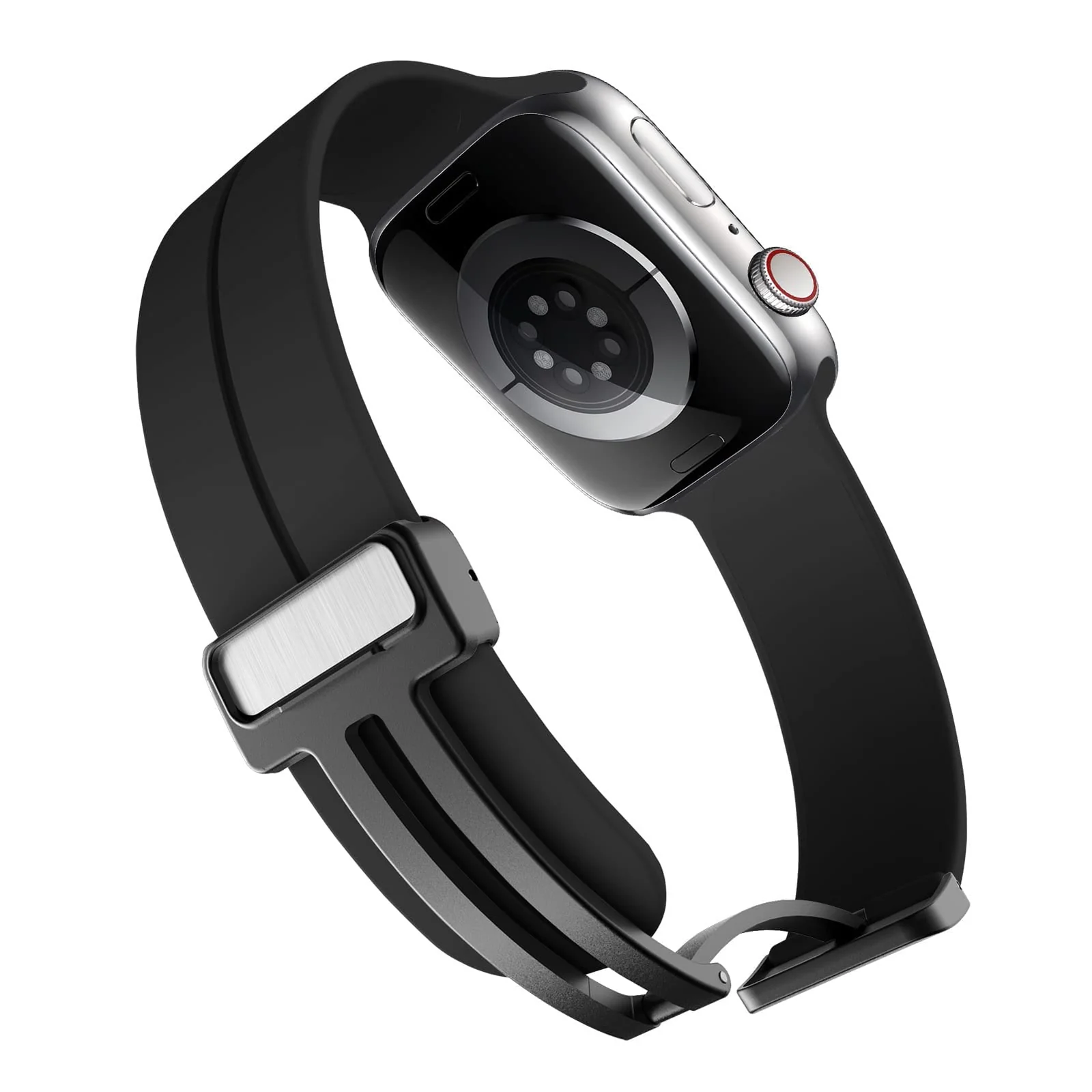 DL3 MOBILAK Magnetic Strap for Apple Watch Band 49mm 45mm 44mm 41mm 40mm 38mm 42mm,Silicone Replacement Wristband Strap for iwatch Series 9 8/7/6/5/4/3/2/SE (42mm/44mm/45mm/49mm) - A.Black