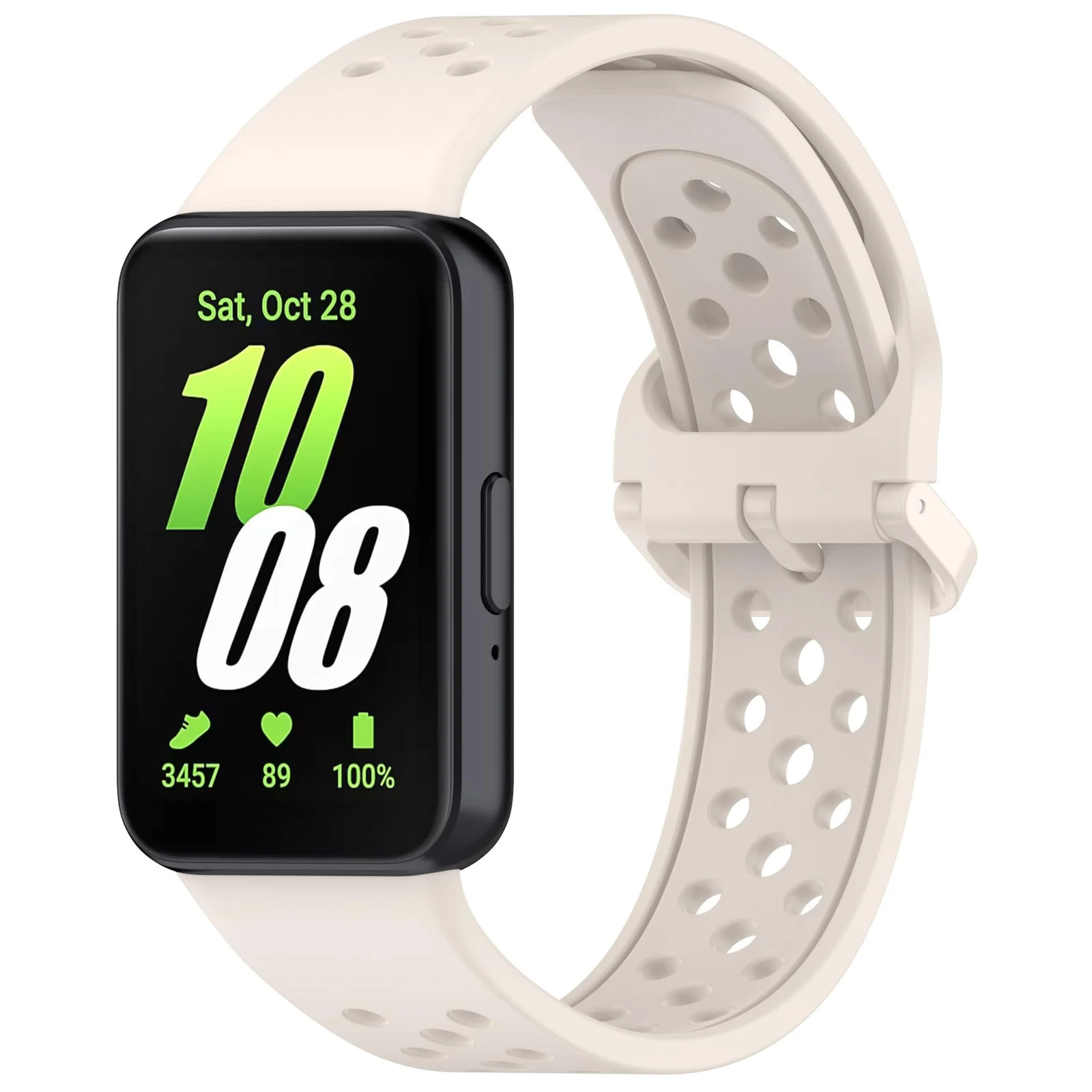 DL3 Mobilak Strap for Samsung Galaxy Fit 3 SM-R390, Women Men Armband, Two Colours Silicone Adjustable Replacement Soft Strap for Samsung Galaxy Fit 3 SM-R390 Fitness Tracker - Beige