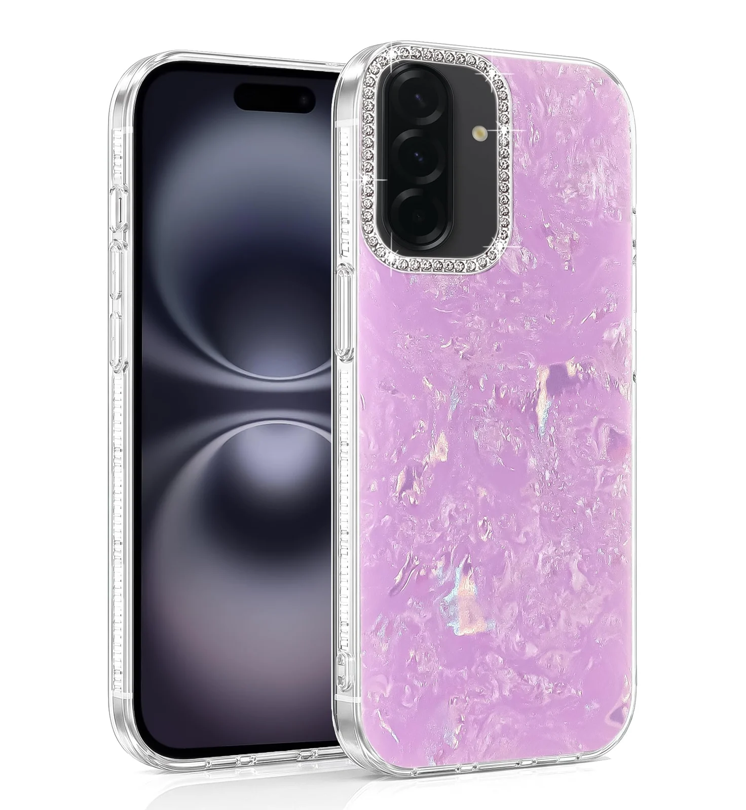DL3 Mobilak Glitter Rhinestone Protective Case for Samsung Galaxy A57 5G with Shockproof Design - Purple