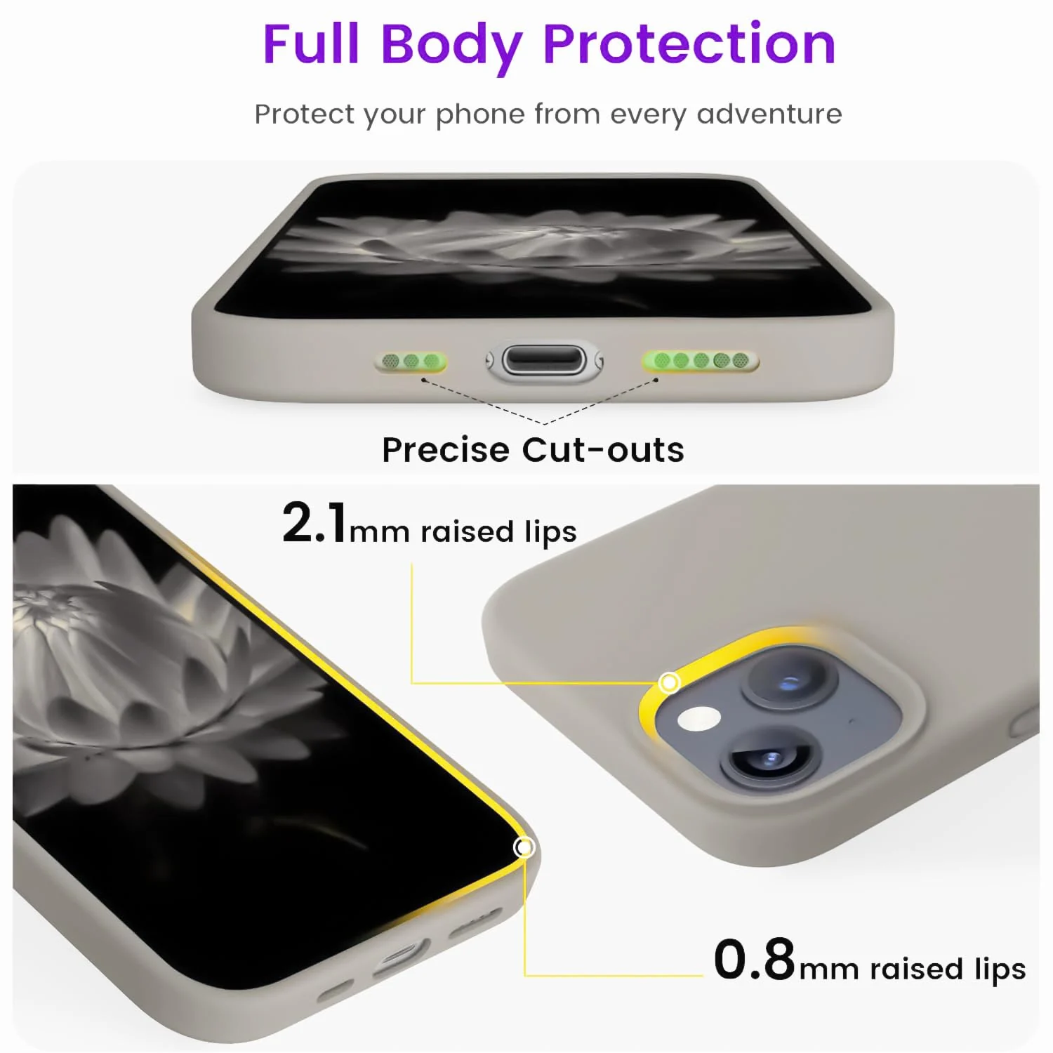 DL3 Mobilak Compatible with iPhone 13 / iPhone 14 (6.1 Inch) Case, Liquid Silicone Case, Full Body Protective Cover, Shockproof, Slim Phone Case, Anti-Scratch Soft Microfiber Lining (Off White 2) - Off-White 2