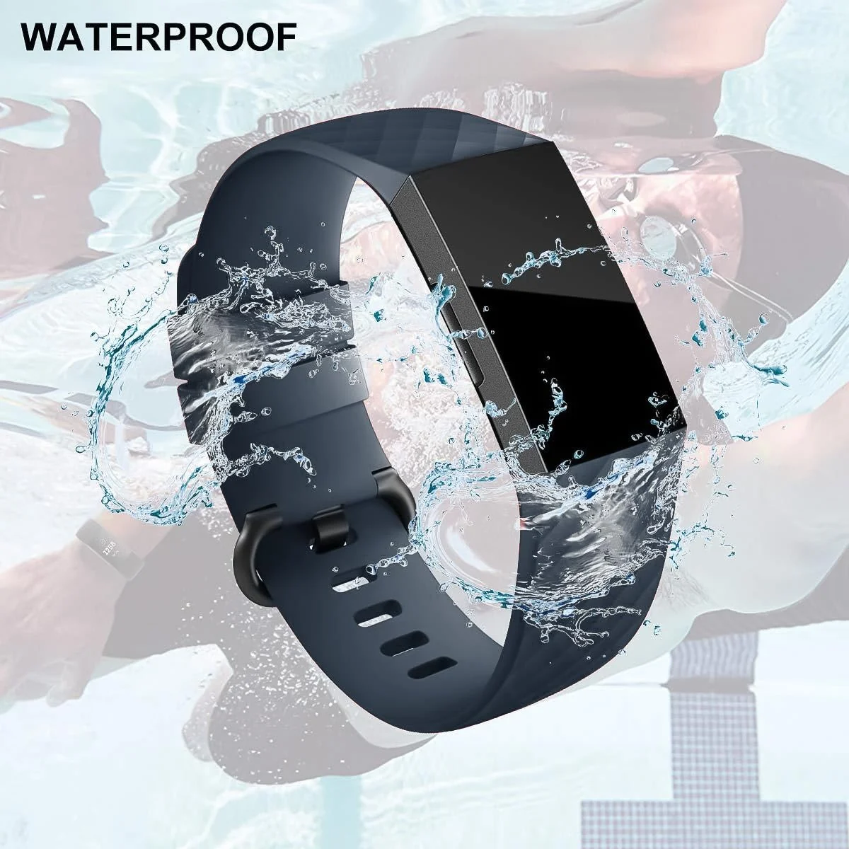 DL3 Mobilak Waterproof Bands for Fitbit Charge 4 / Fitbit Charge 3 / Charge3 SE, Replacement Wristbands for Women Men - Green Gray
