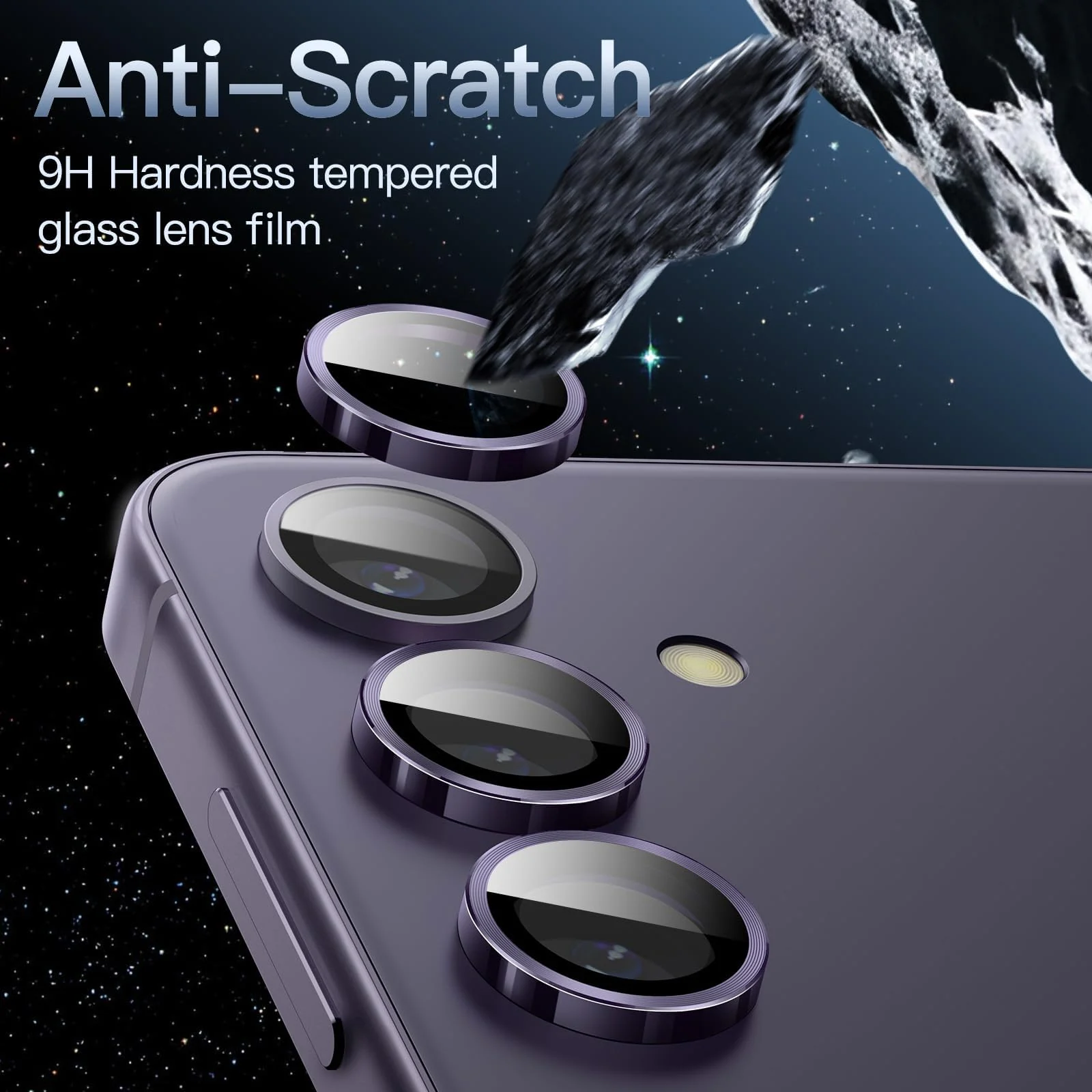 DL3 Mobilak Camera Lens Protector for Samsung Galaxy S24 FE Accessories, 9H Tempered Glass Metal Individual Ring Camera Cover Screen Protector for Samsung S24 FE, Case Friendly, Anti Scratch - Purple
