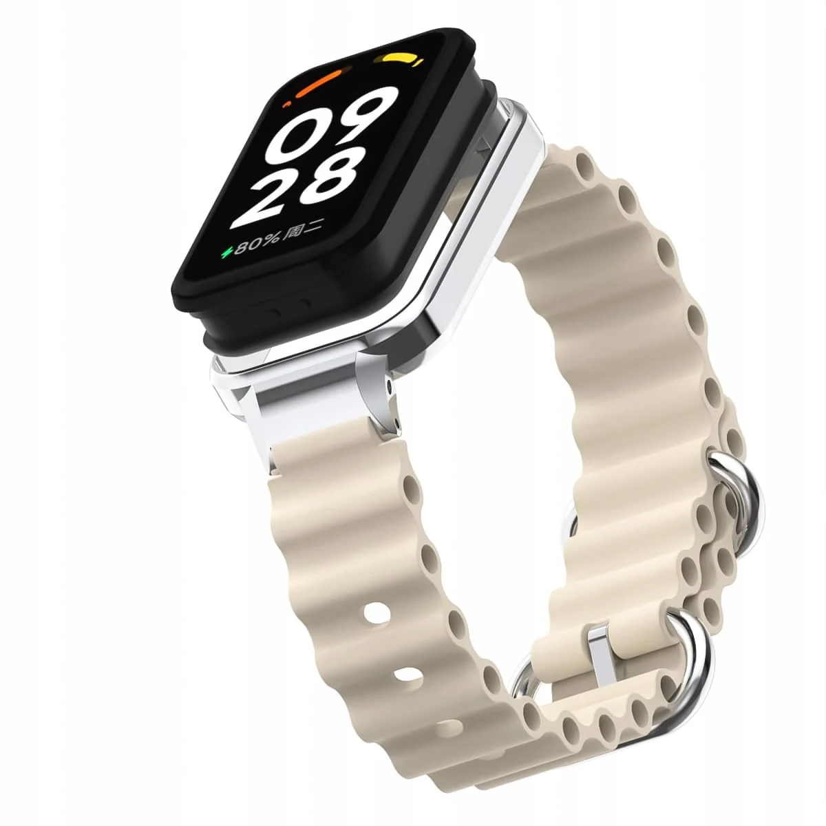 DL3 Mobilak Ocean Replacement Strap Compatible with Xiaomi Redmi Band 2/ Xiaomi Smart Band 8, Adjustable Silicone Strap with Metal Buckle, Women Men Active Band - Beige