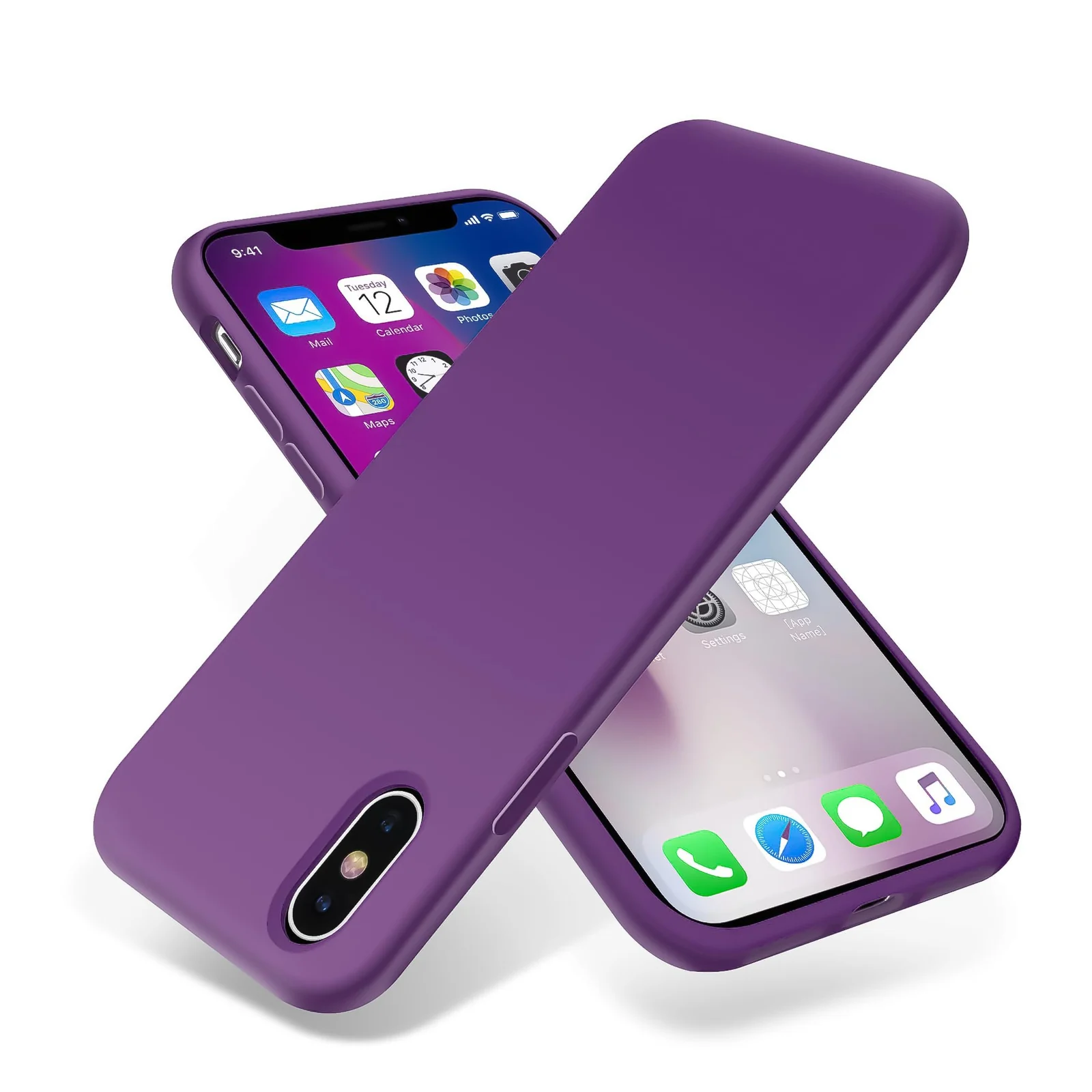DL3 Mobilak Liquid Silicone Case for iPhone X / iPhone XS, Shock-absorbing protection, Scratch-resistant surface, Soft microfiber lining - A.Violet