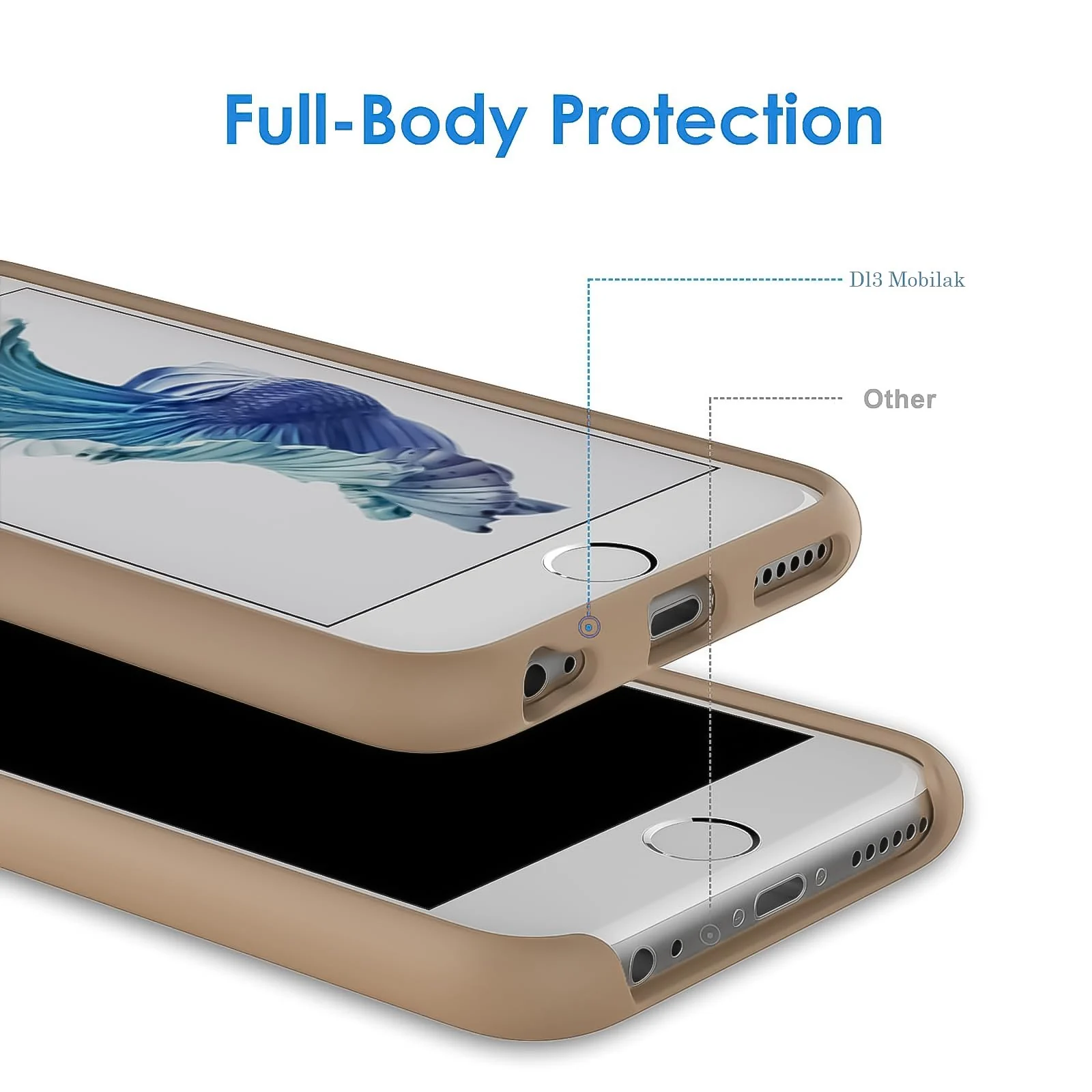 DL3 Mobilak Liquid Silicone Protective Case for iPhone 6 Plus / 6S Plus with Camera Protection and Microfiber Lining - Desert