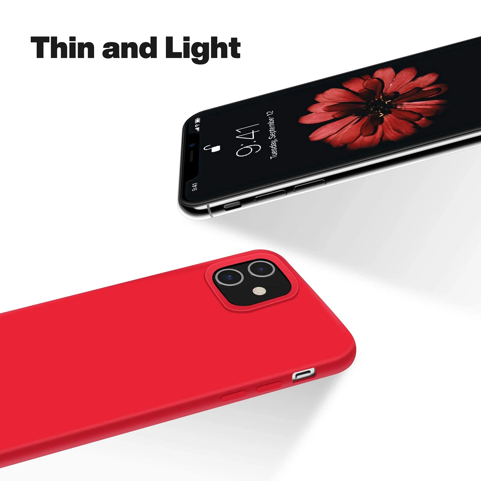 DL3 Mobilak Compatible with iPhone 11 (6.1 Inch) Case, Liquid Silicone Case, Full Body Protective Cover, Shockproof, Slim Phone Case, Anti-Scratch Soft Microfiber Lining - Red