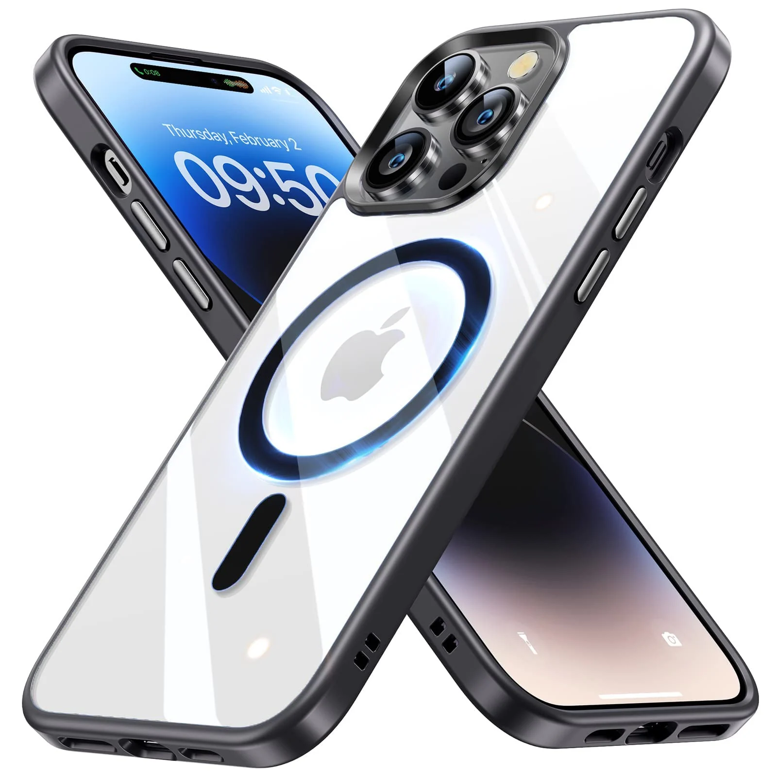 DL3 Mobilak Clear TPU Case for iPhone 15 Pro (6.1 Inch), Compatible with MagSafe accessories, Shock-absorbing protection, Anti-fingerprint finish - Black