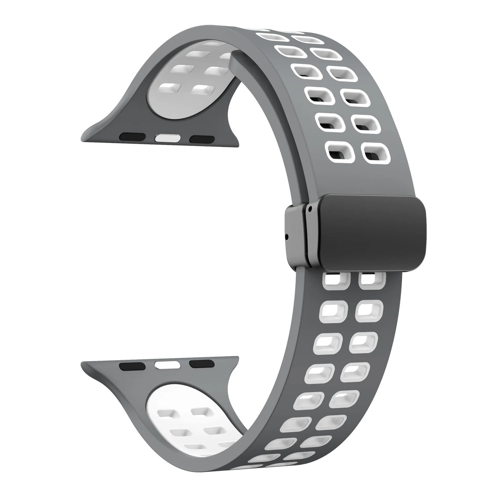 DL3 Mobilak Compatible with Apple Watch Ultra Band 49mm 45mm 44mm 42mm 41mm 40mm 38mm, Silicone Strap with Magnetic for iWatch Ultra SE Series 9 8 7 6 5 4 3 2 1 (38mm/40mm/41mm) - Gray White