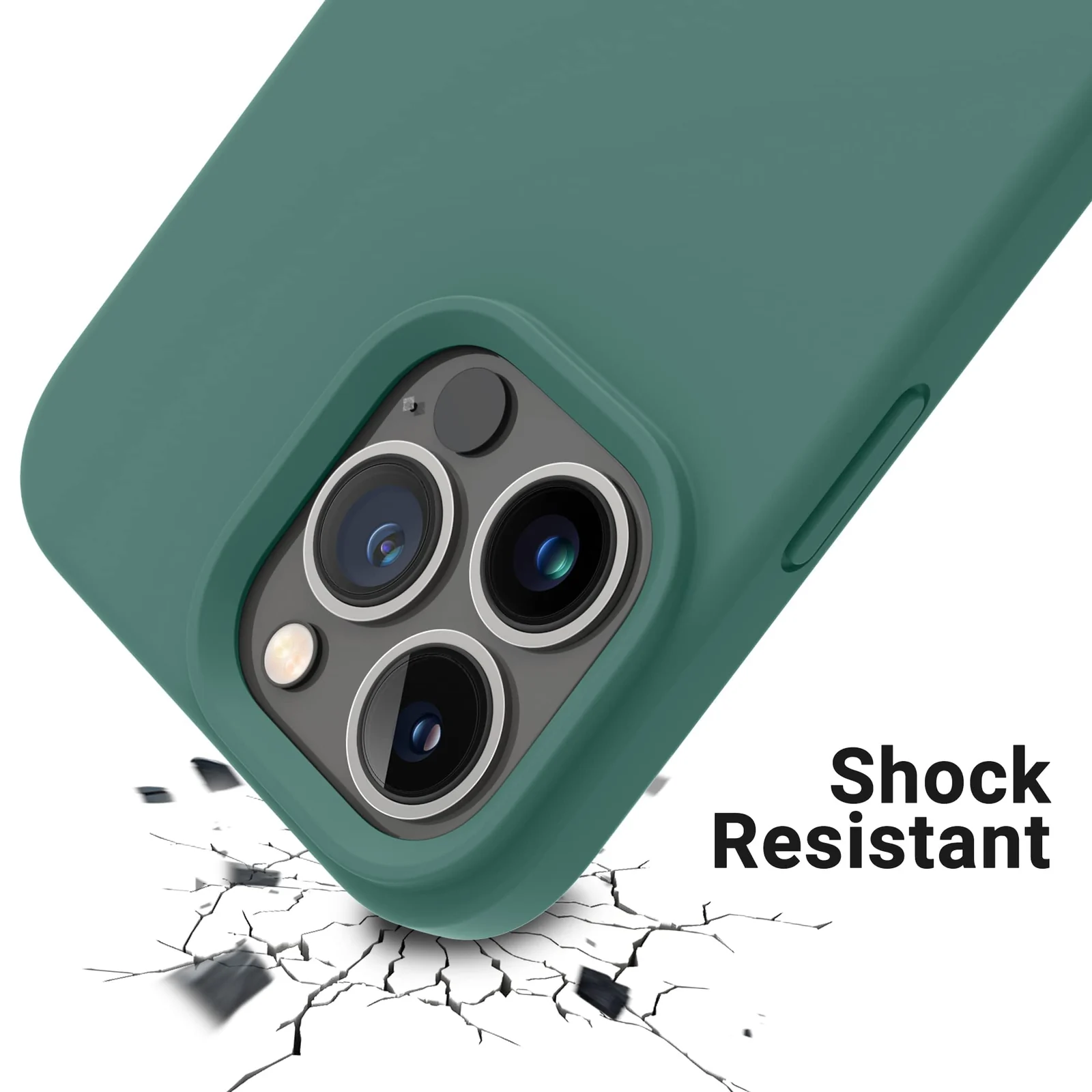 DL3 Mobilak Liquid Silicone Protective Case with Soft Microfiber Lining for iPhone 12 / 12 Pro (6.1 Inch) - Pine Green