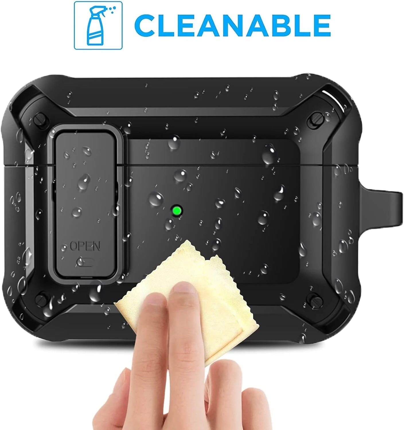 DL3 Mobilak Case Compatible with AirPods Pro Cover with Lock, Compatible with AirPods Pro 2nd Generation/1st Generation Case (2023/2022/2019) - Black