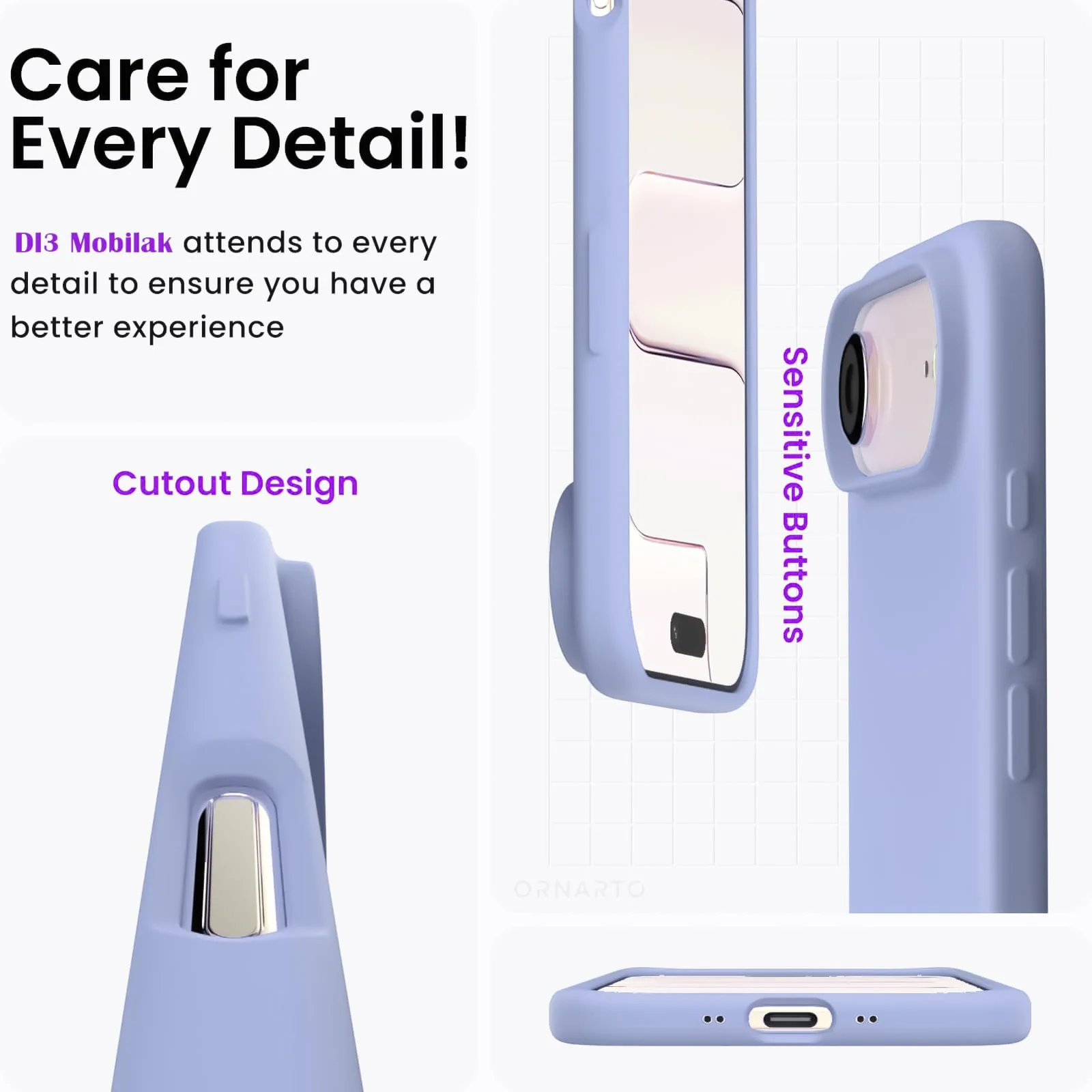 DL3 Mobilak Liquid Silicone Case for iPhone 17 Air 6.5-Inch, Supports wireless charging, Shock-absorbing protection, Scratch-resistant surface - Lavender