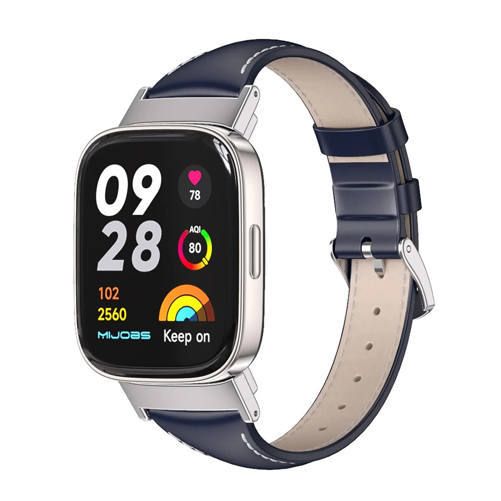 DL3 Mobilak Vintage Leather Strap Compatible With Xiaomi Redmi Watch 3 - Metal Buckle Breathable Replacement for Men and Women - Black - Blue