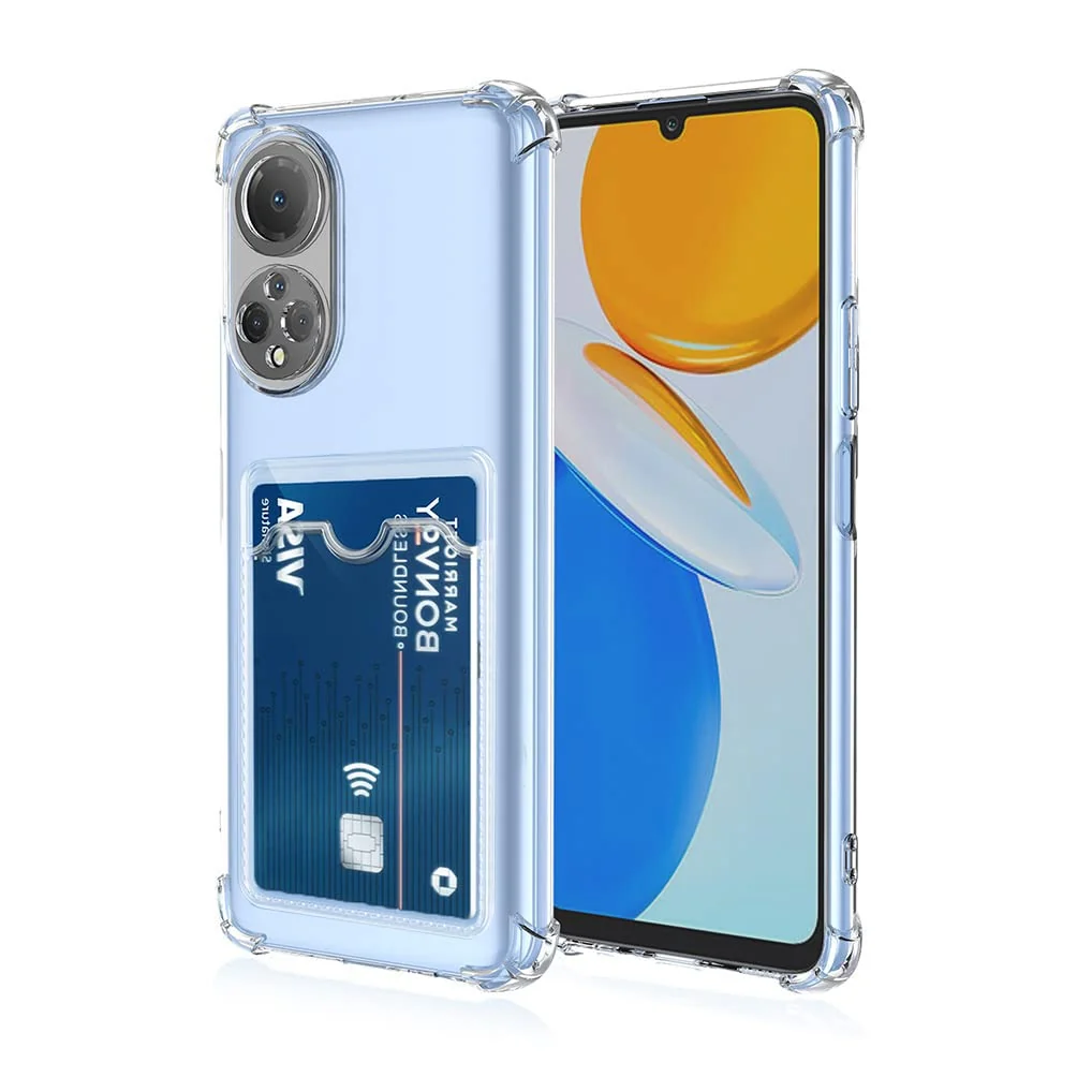 DL3 Mobilak Clear TPU Wallet Case with Card Slot and Camera Protection for Honor X7 - Transparent