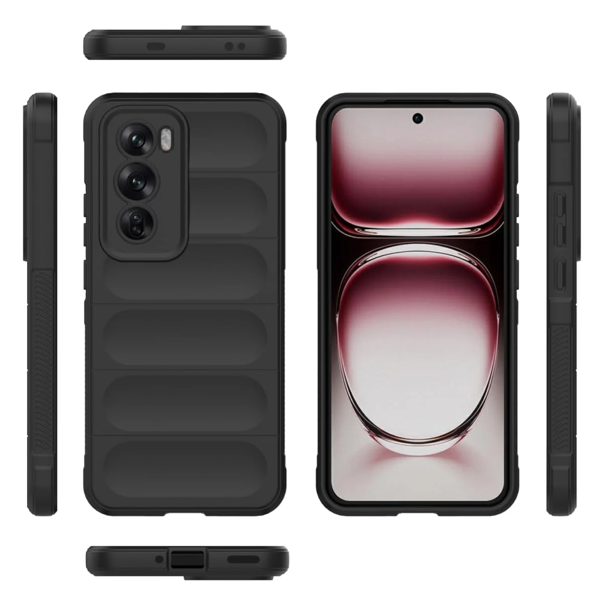 DL3 Mobilak Rugged Protective Case for OPPO Reno 12 5G, Camera protection, Shock-absorbing protection, Non-slip grip - Black