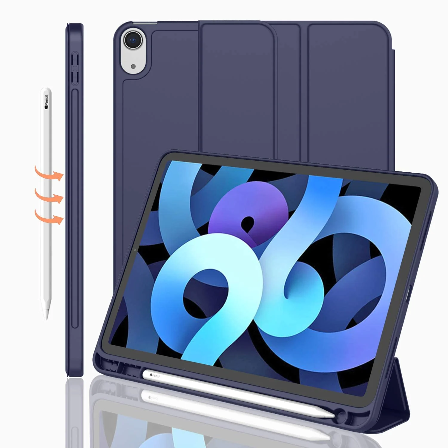 DL3 Mobilak iPad Air 11-Inch M2 (2024), iPad Air 5/4 (2022/2020 5th/4th 10.9-Inch) Case with Pencil Holder Full Body Protection + Charging Support Compatible with Apple Pencil (2nd generation) and - Blue