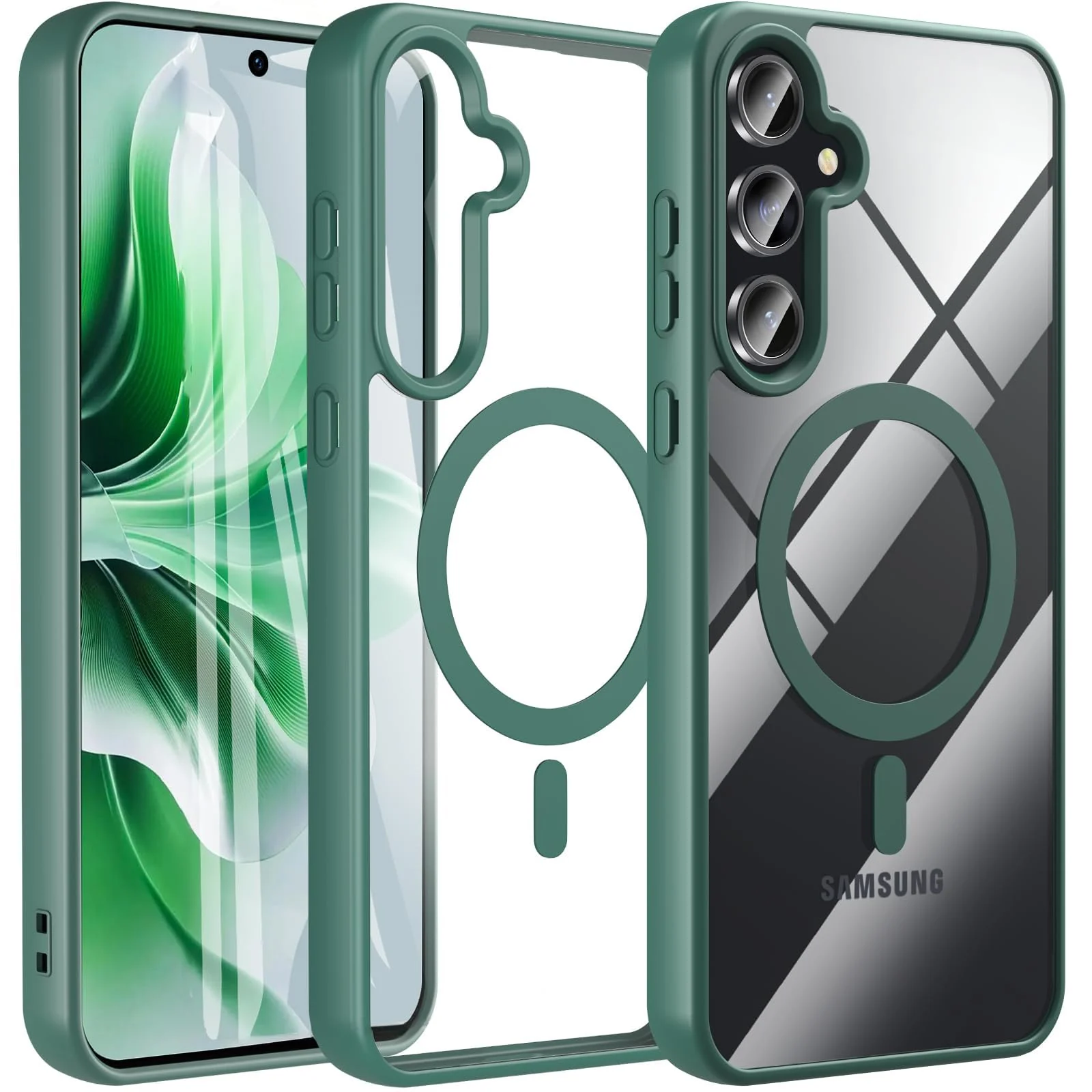 DL3 Mobilak Clear TPU Case for Samsung Galaxy S23 FE 6.4-Inch, Compatible with MagSafe accessories, Supports wireless charging, Shock-absorbing protection - Green