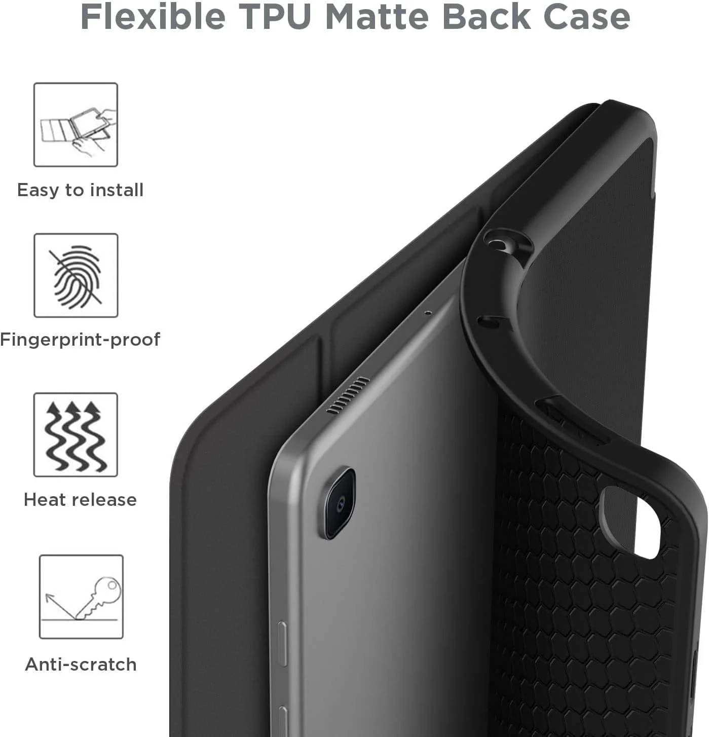 DL3 Mobilak Smart Case For Samsung Galaxy Tab S6 Lite 10.4 inch 2022 (SM-P613/P619) & 2020 (SM-P610/P615) with Pencil Holder, Soft TPU Smart Stand Back Cover Auto Wake/Sleep - A. Black