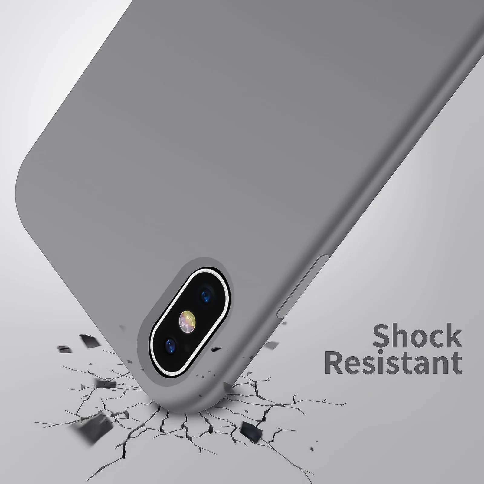 DL3 Mobilak Liquid Silicone Protective Case for iPhone X / iPhone XS with Camera Protection and Microfiber Lining - A Gray
