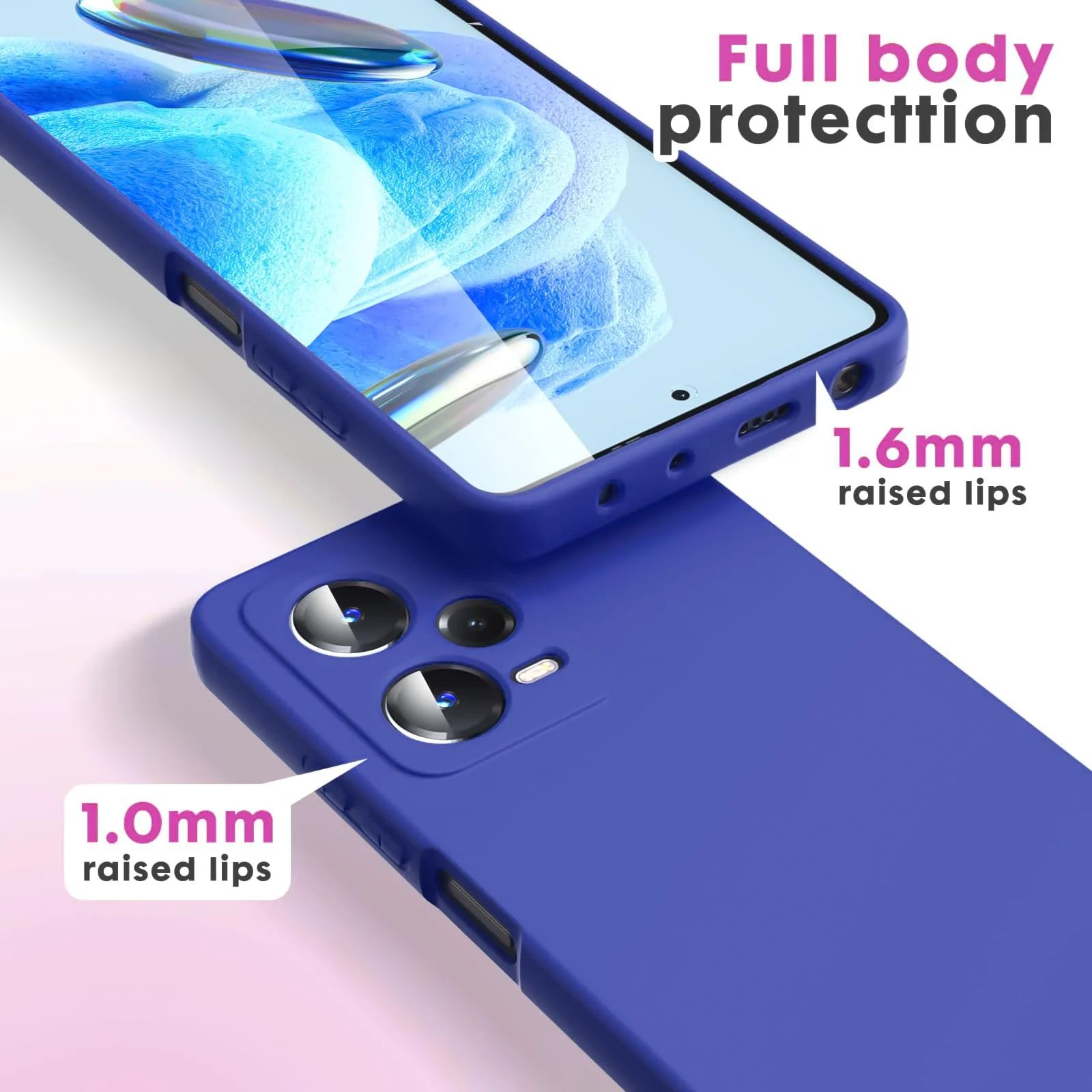 DL3 Mobilak Liquid Silicone Protective Case with Soft Microfiber Lining with Full Camera Protection for Xiaomi Redmi Note 12 Pro Plus 5G - Pepsi
