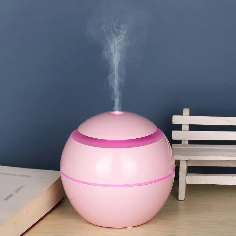 Mobigon Wood Cool Mist Ultrasonic Humidifier for Room Moisture, Aroma Diffuser for Home, 200ml Essential Oil Diffuser with 7 Colorful Night Light, Auto Shut-Off, Home, Office, car - C.Pink