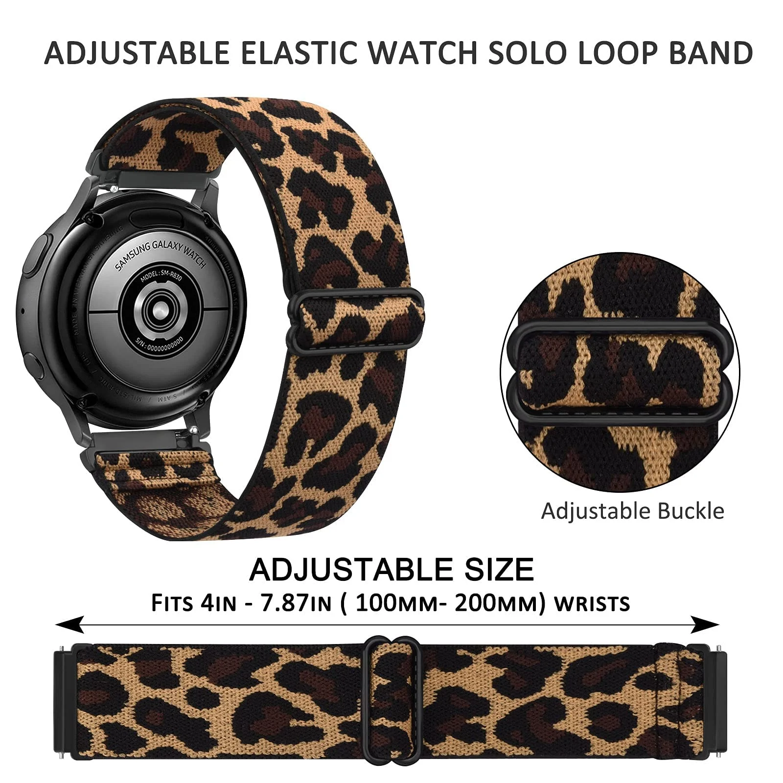 DL3 Mobilak Strap Nylon Loop 20MM Band For Samsung Galaxy Watch 7/6/5/4 40mm 44mm/Watch 5 Pro 45mm/S2 classic/active 2 40mm 44mm/Amazfi GTS 2/2e/3/3 Pro/4/GTS 2 Mini/3 Mini/4 Mini/Bip 3 - Black