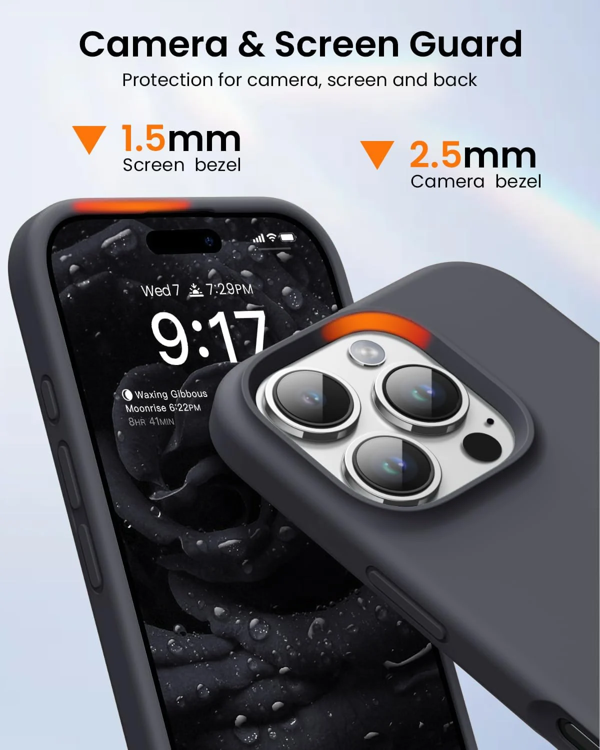 DL3 Mobilak Liquid Silicone Protective Case with Soft Microfiber Lining for iPhone 16 Pro Max - Dark Gray