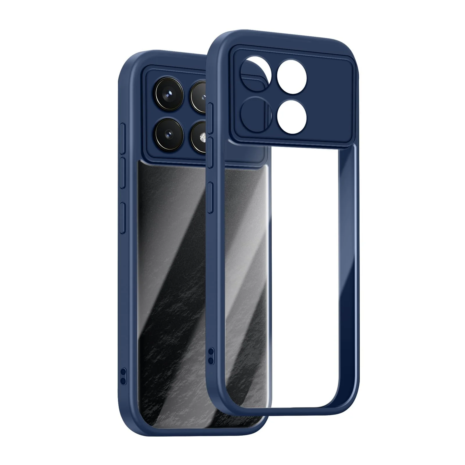 DL3 Mobilak Clear PC and TPU Protective Case for Xiaomi Poco F6 Pro 5G with Camera Protection and Military-Grade Protection - Blue