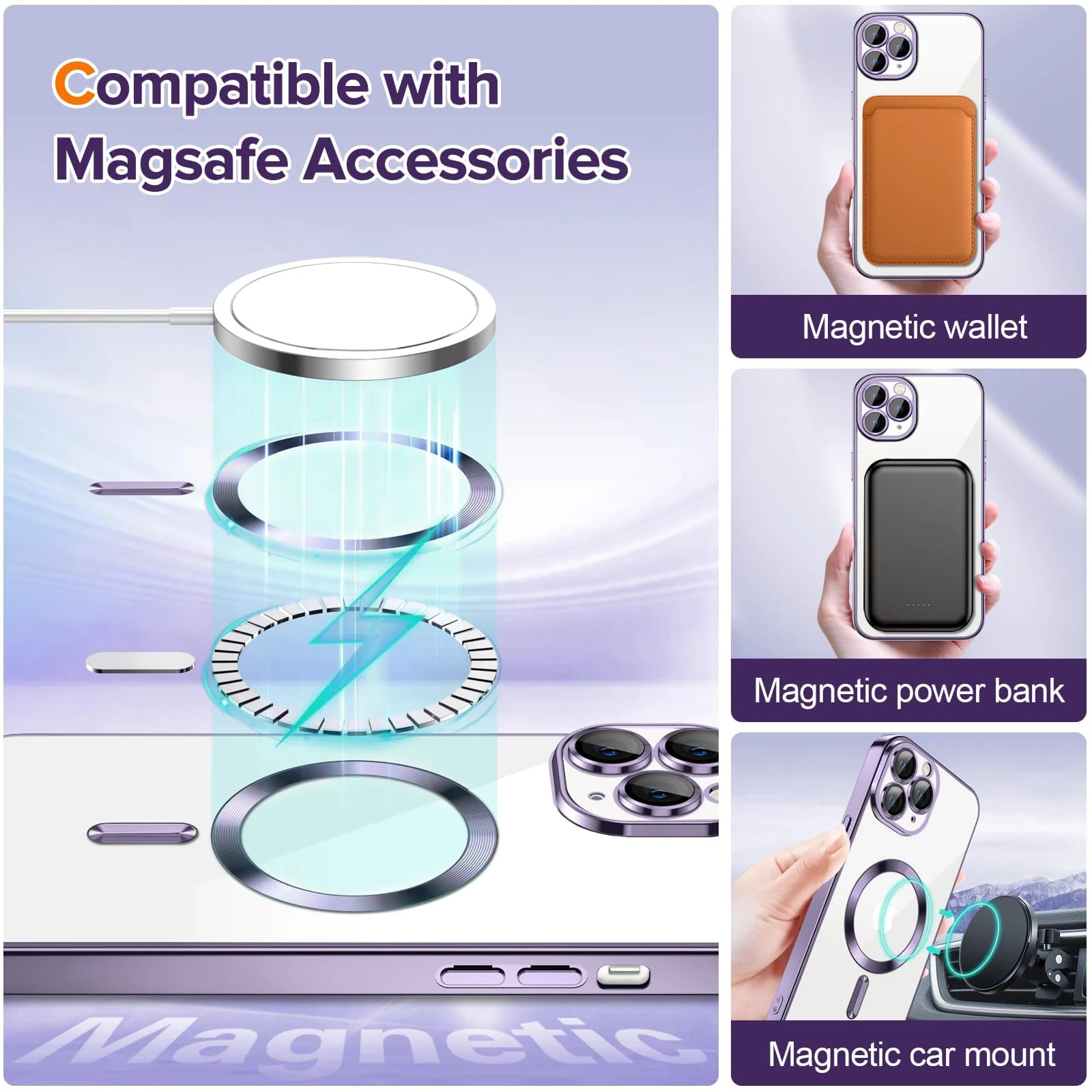 DL3 Mobilak Plated-Edge Protective Case for iPhone 11 Pro 5.8-Inch, Compatible with MagSafe accessories, Supports wireless charging, Shock-absorbing protection - Deep Purple