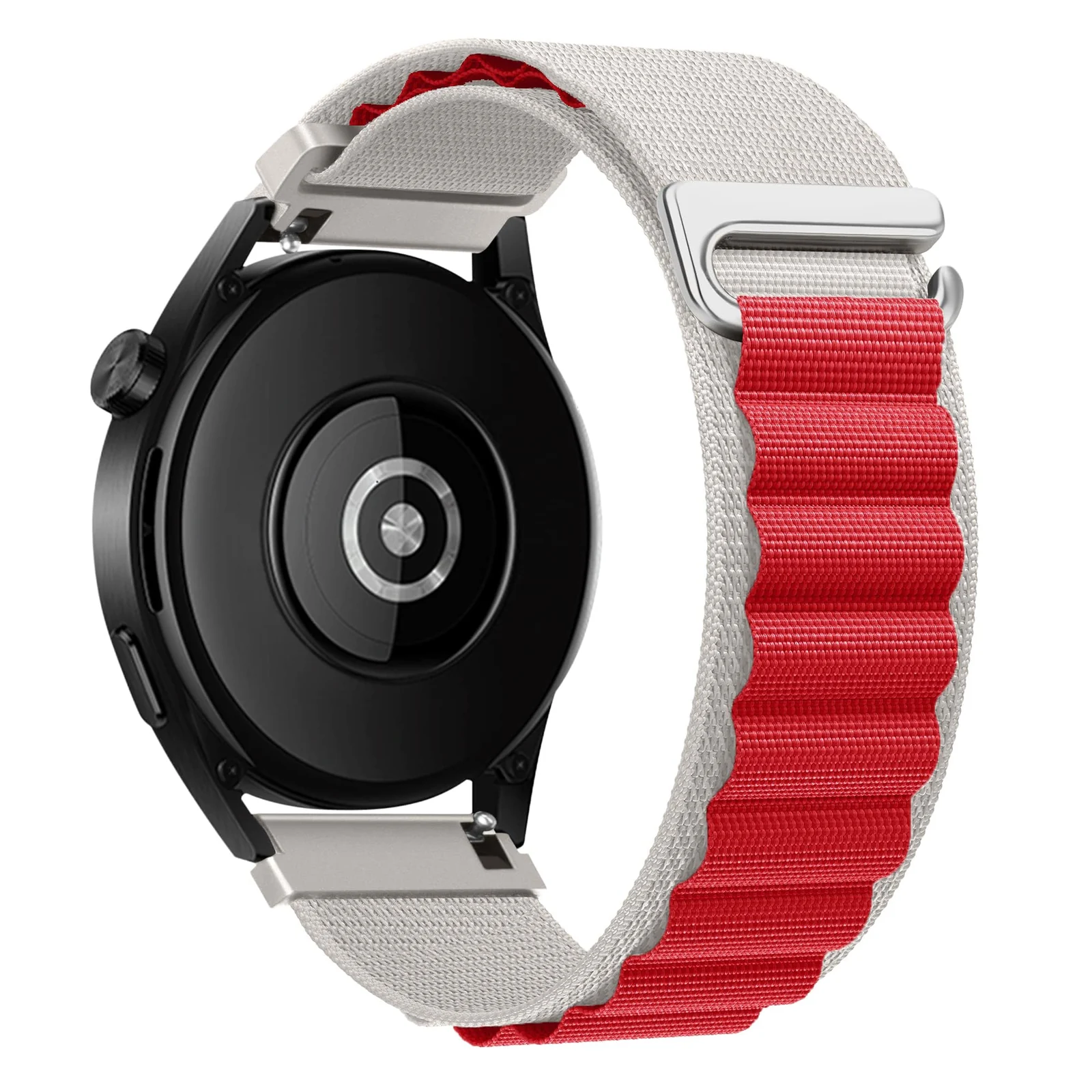 DL3 Mobilak Alpine Loop Bands Sport Nylon 20MM For Samsung Galaxy Watch 7 6 5 4 40mm 44mm/5 Pro 45mm/S2 classic/active 2 40mm 44mm/Amazfi GTS 2/2e/GTS 3/3 Pro/GTS 4/GTS 2 Mini/3 Mini/4 Mini/Bip 3 Pro - starlight & Red