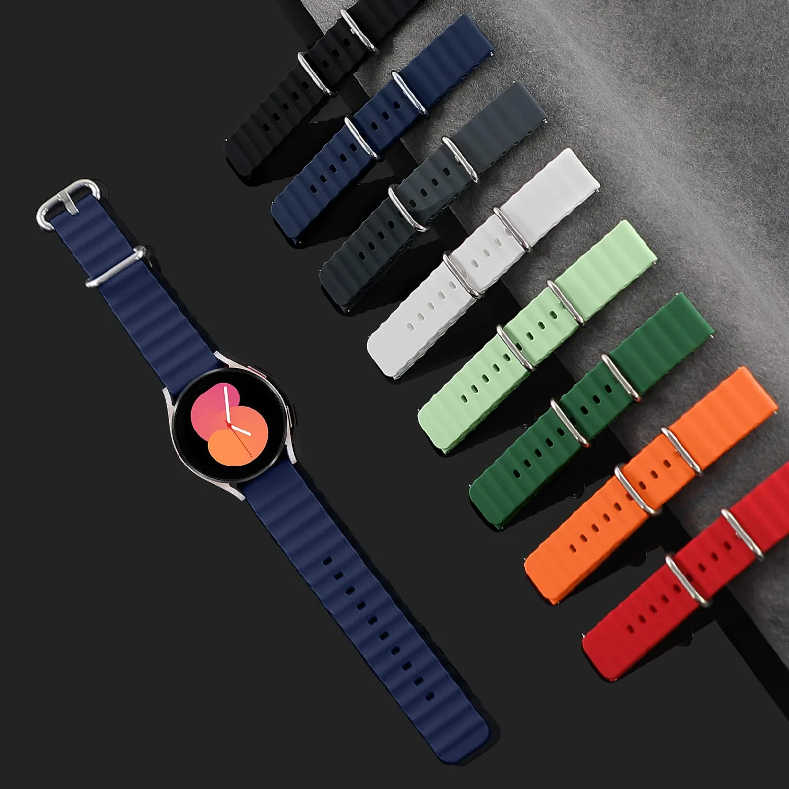 DL3 Mobilak 22mm Ocean Band for Samsung Galaxy Watch 3 45mm/Watch 46mm/Gear S3/For Huawei watch GT4 GT3 46MM/ Watch 3/4/GT2E/GT2 Pro/GT GT2 46MM/Amaz fit GTR 4/3/3Pro/2/2e, Adjustable Silicone Sport Loop Strap - Navy Blue