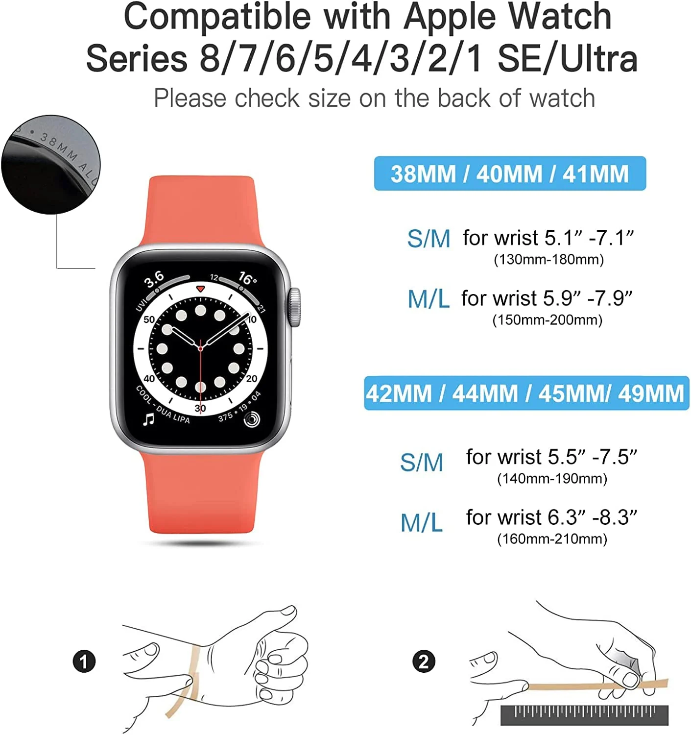 DL3 Mobilak Bands Compatible with Apple Watch Ultra 49mm 45mm 44mm 42mm 41mm 40mm 38mm, Replacement Soft Silicone Strap for iWatch Ultra/Ultra 2 Series 9/8/7/6/5/4/3/2/1 SE (38MM/40MM/41MM) - Orange