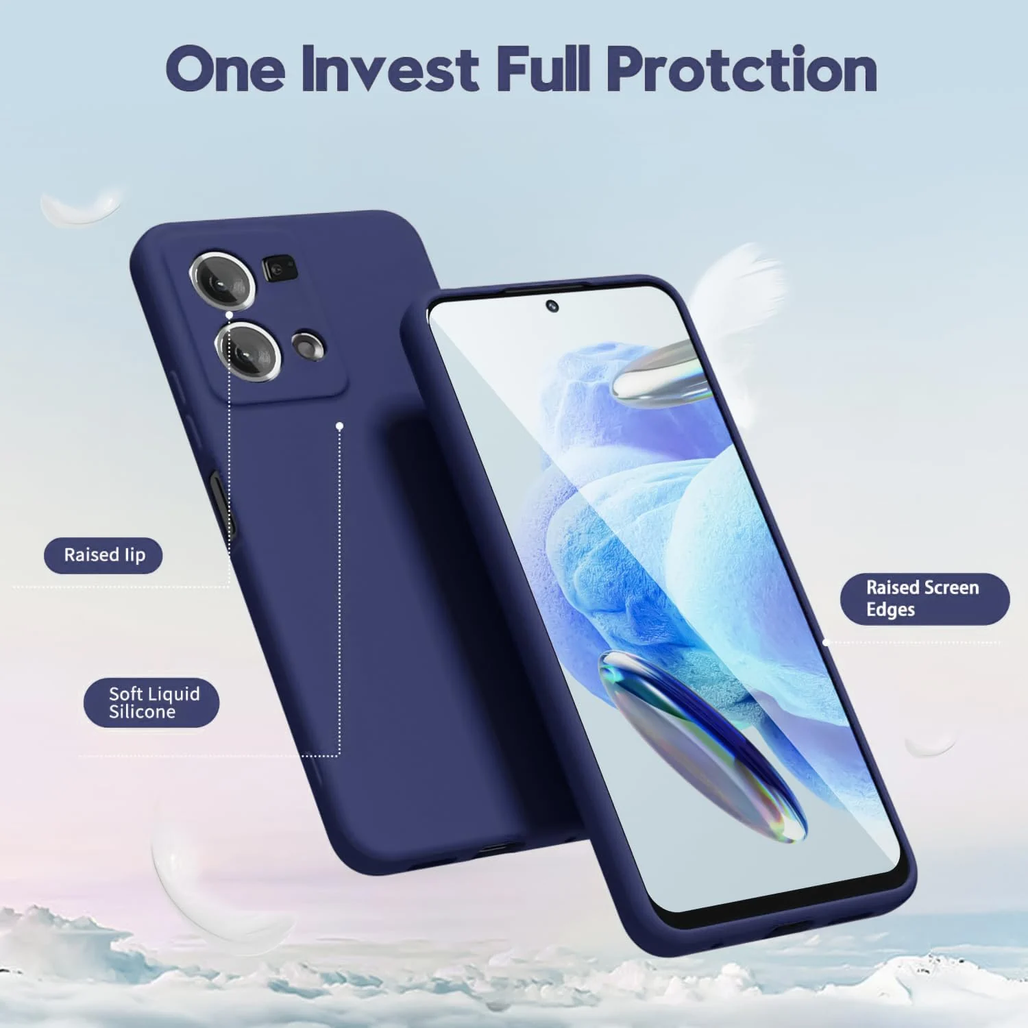 DL3 Mobilak Liquid Silicone Protective Case with Soft Microfiber Lining with Full Camera Protection for OPPO Reno 8 4G / Reno 7 4G / F21 Pro 4G / F21S Pro 4G - Blue 2