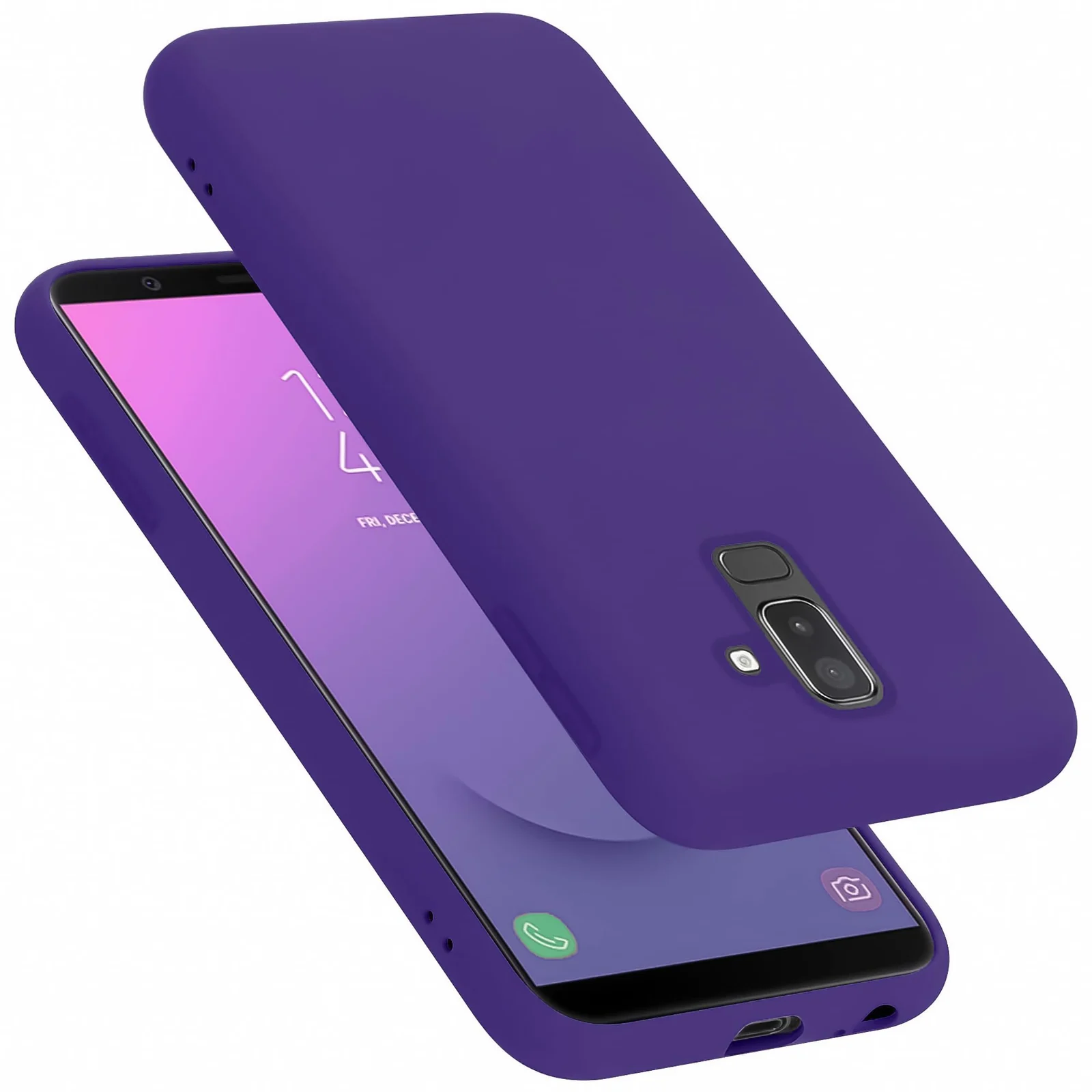 Dl3 Mobilak Samsung Galaxy A6 Plus Case, Soft Flexible Liquid Silicone Gel Rubber Bumper Cover, Full Body Shockproof Protective Phone Case (Purple)