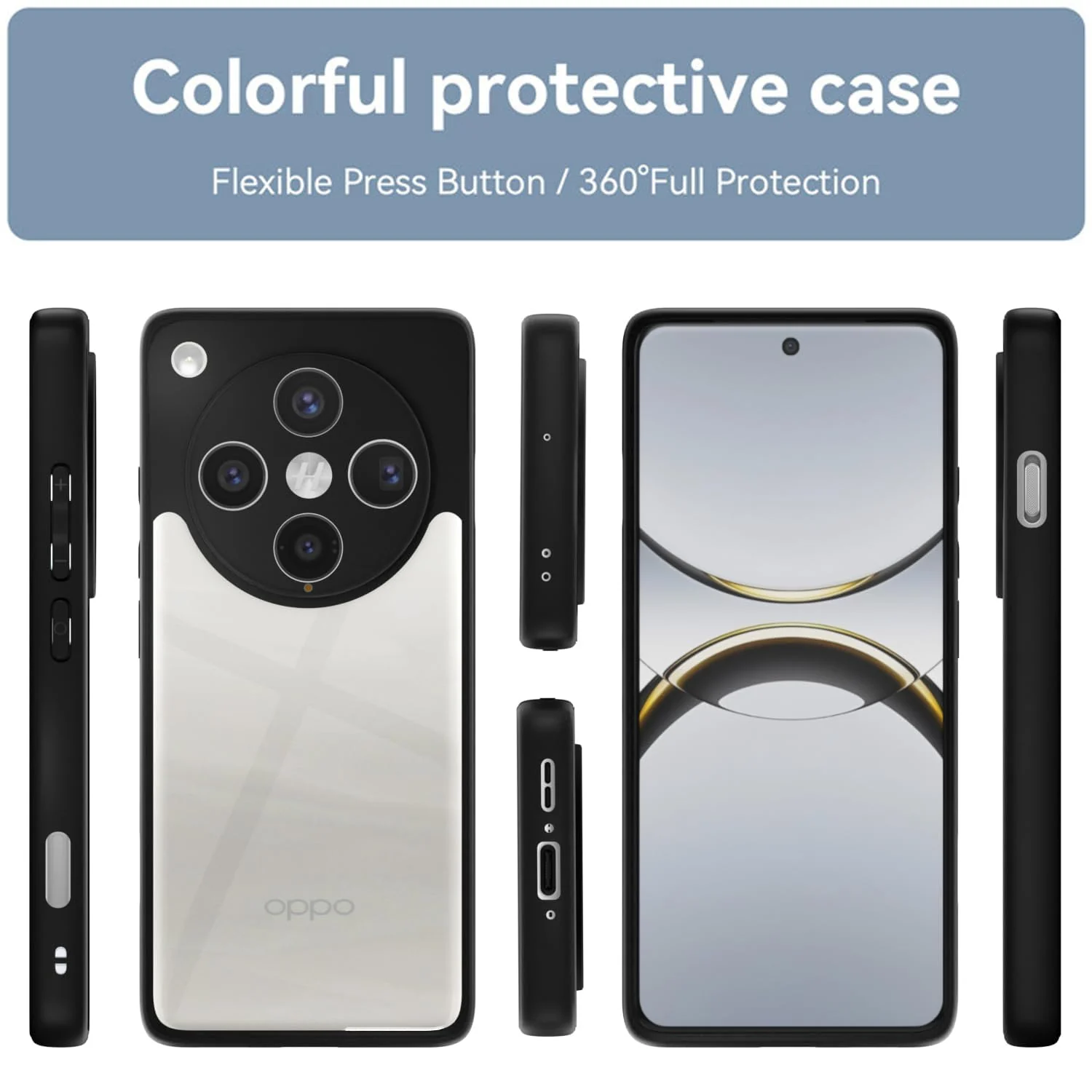 DL3 Mobilak Clear PC and TPU Protective Case for OPPO Find X8 Pro 5G with Camera Protection and Military-Grade Protection - Black