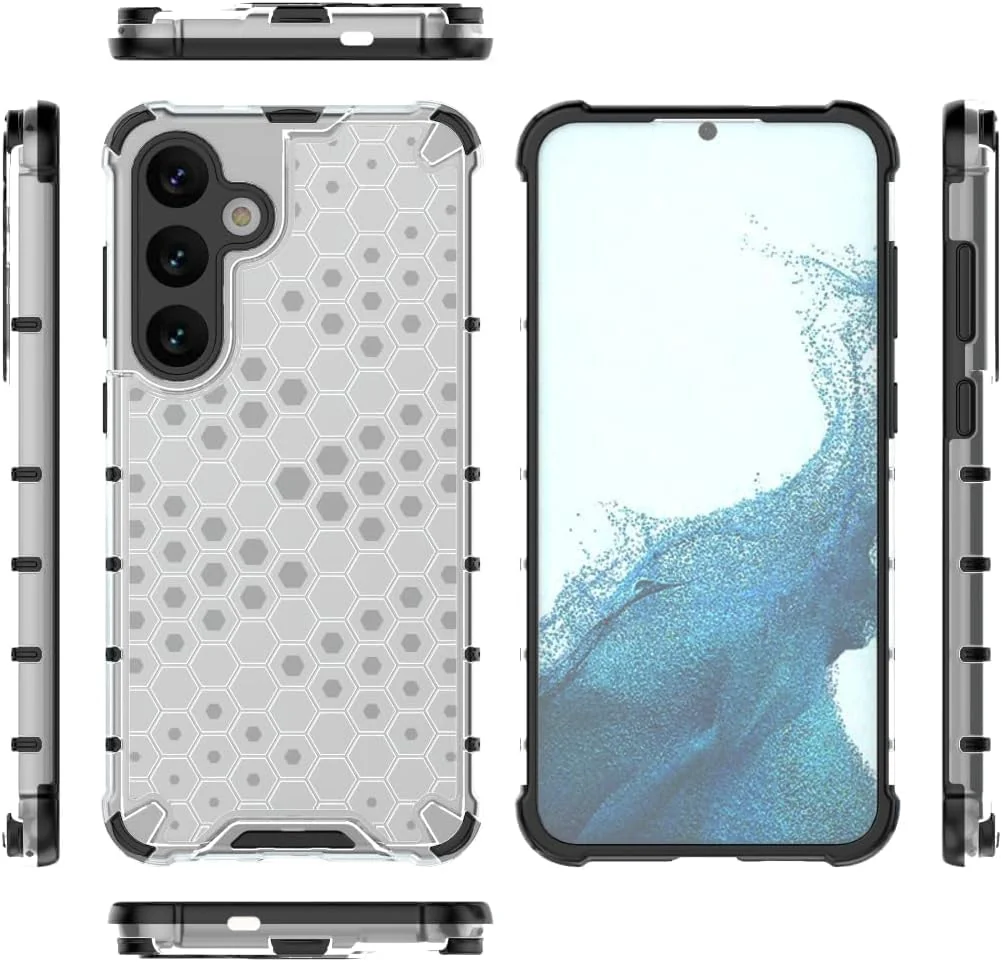 DL3 Mobilak Case For Samsung Galaxy A35 5G, [Honeycomb Design] Drop Protection, Ultra Thin TPU + PC Transparent Silicone Protective Case, Shockproof Cover - Clear