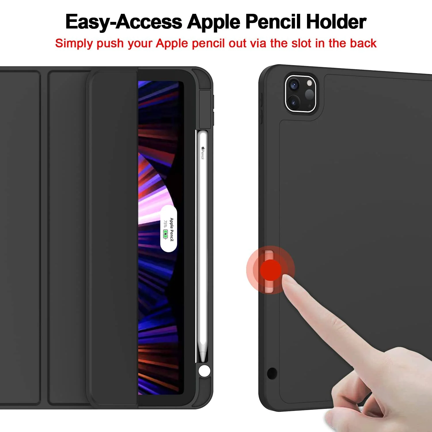 DL3 Mobilak Smart Case for Xiaomi Pad 5 / Mi Pad 5 Pro 11.0 inch 2021 with Pencil Holder, Soft TPU Smart Stand Back Cover Auto Wake/Sleep Feature - Black