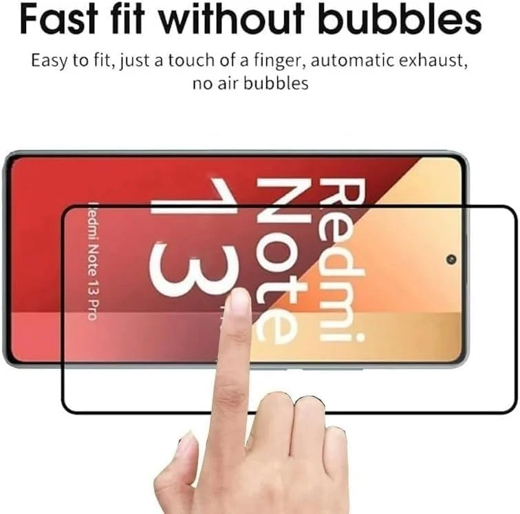 DL3 Mobilak 5D Full Glass Screen Protector For Xiaomi Redmi Note 13 Pro 4G (Not 5G). Black Frame - Clear