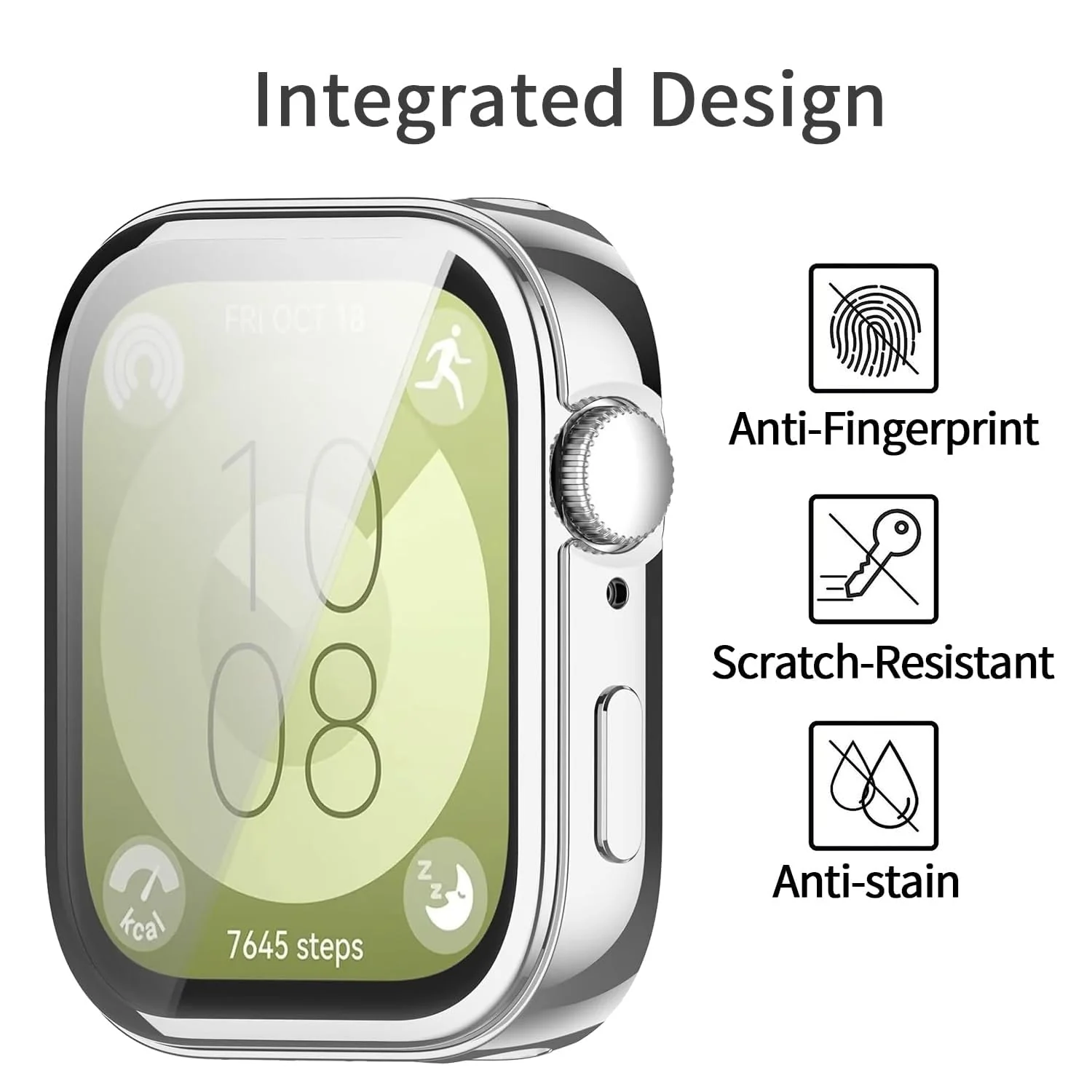 DL3 Mobilak Case Compatible with Huawei Watch Fit 3 Case All-Around with Built-in Screen Protector Watch Soft TPU Shockproof Cover Slim Guard Thin Bumper Shell Protector - Silver