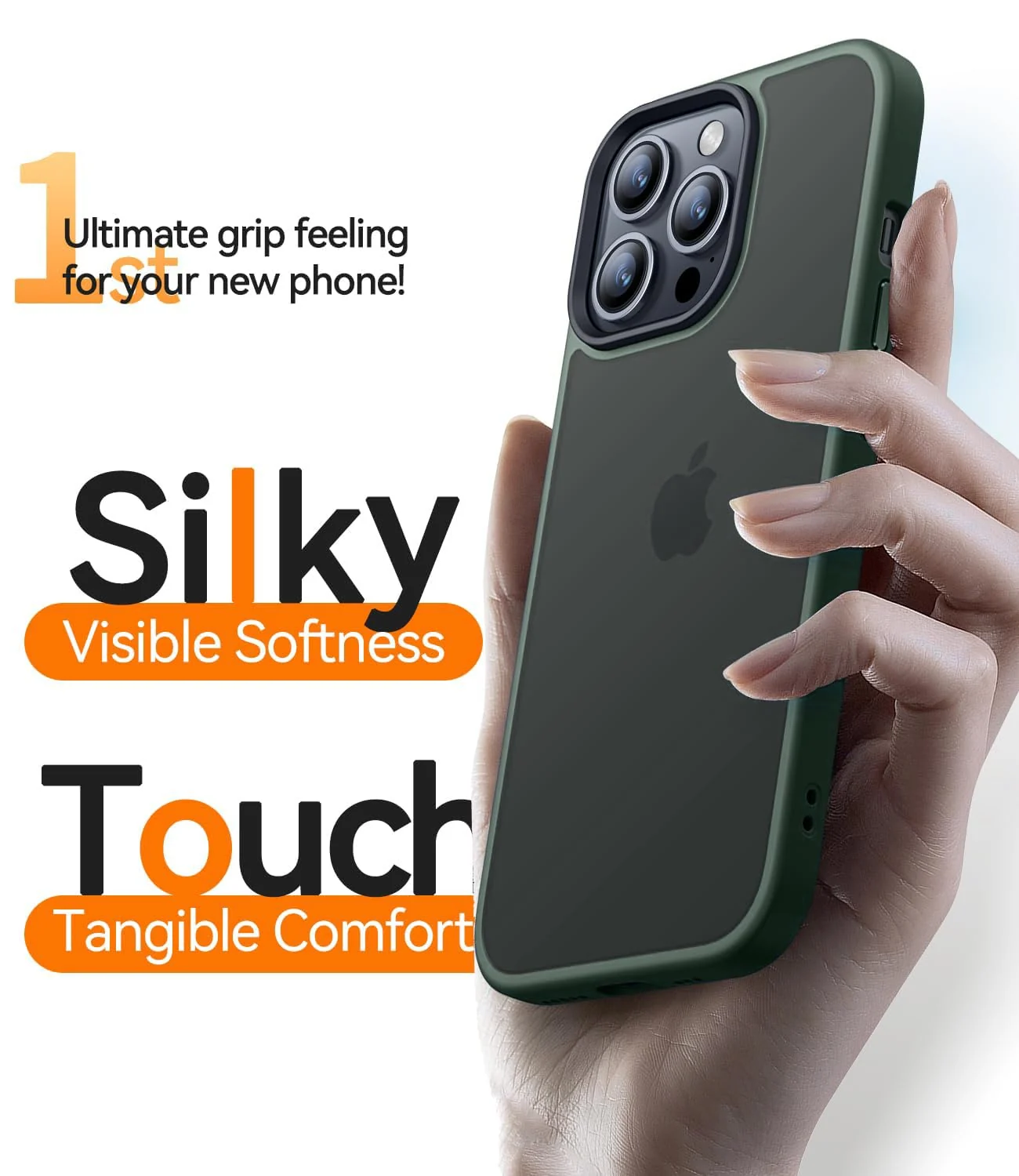 DL3 Mobilak Matte Protective Case for iPhone 13 Pro / iPhone 14 with Camera Protection and Shockproof Design - Army Green