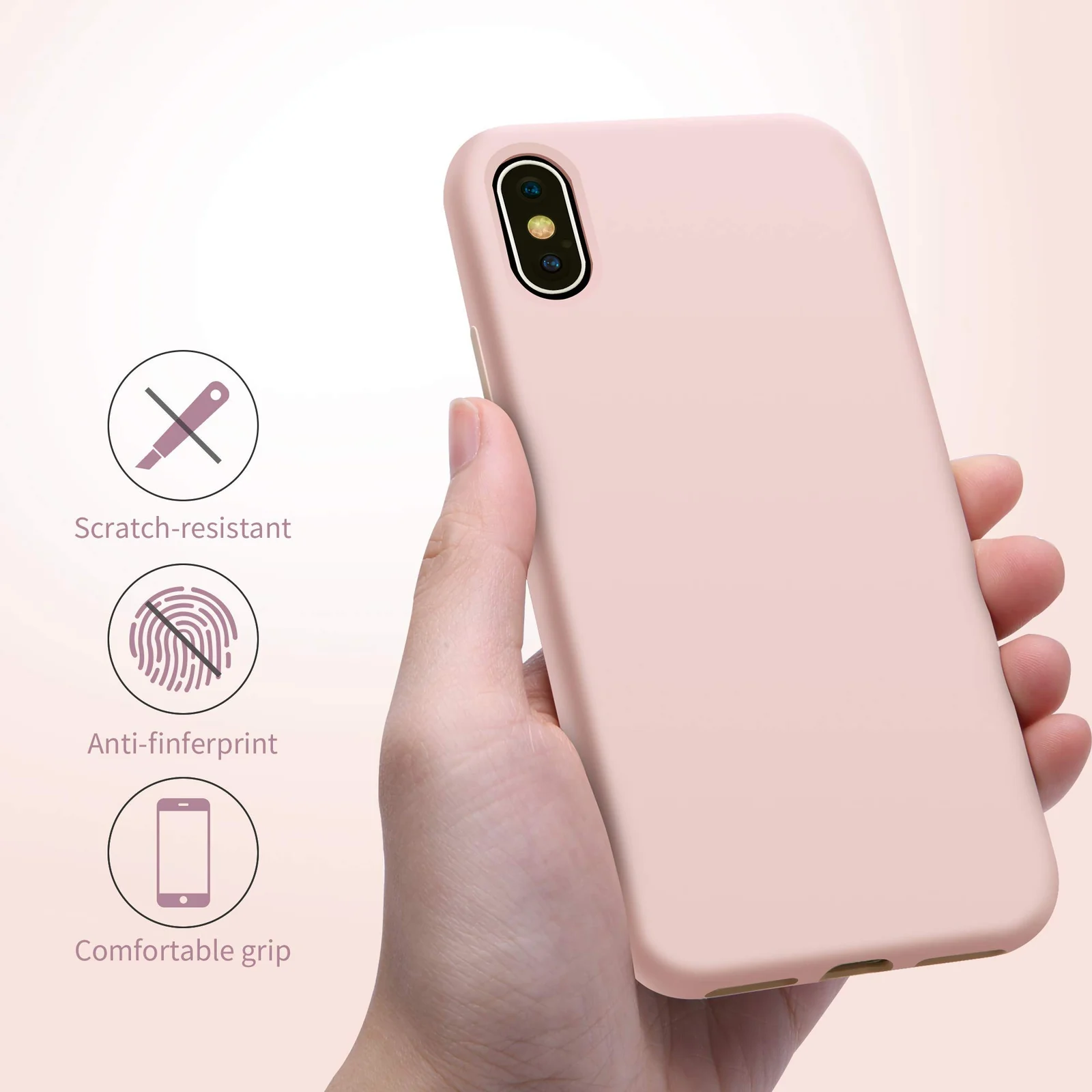 DL3 Mobilak Compatible with iPhone XR Case, Liquid Silicone Case, Full Body Protective Cover, Shockproof, Slim Phone Case, Anti-Scratch Soft Microfiber Lining - Pink Sand