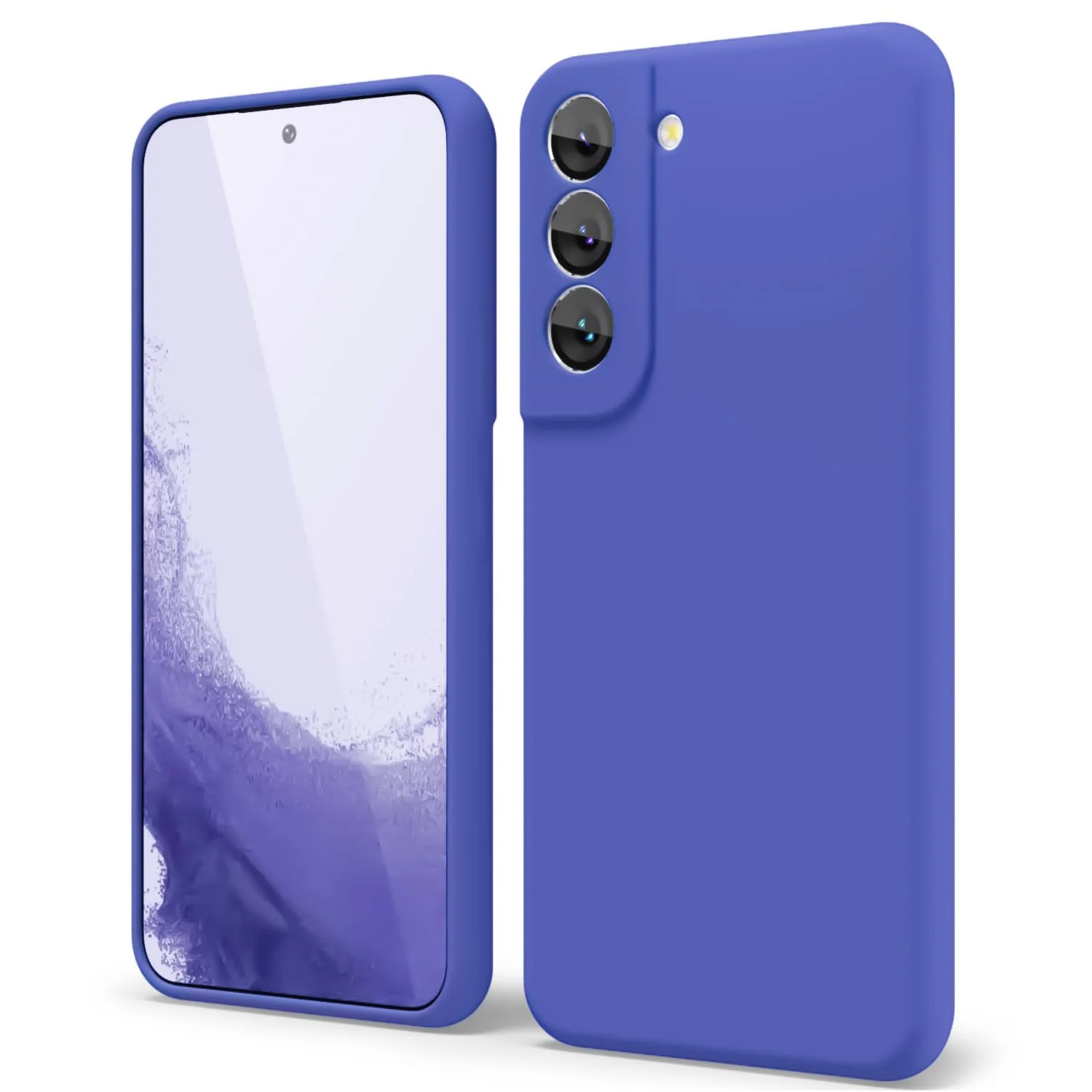 DL3 Mobilak Liquid Silicone Protective Case with Soft Microfiber Lining with Full Camera Protection for Samsung Galaxy S22 5G - Light Blue