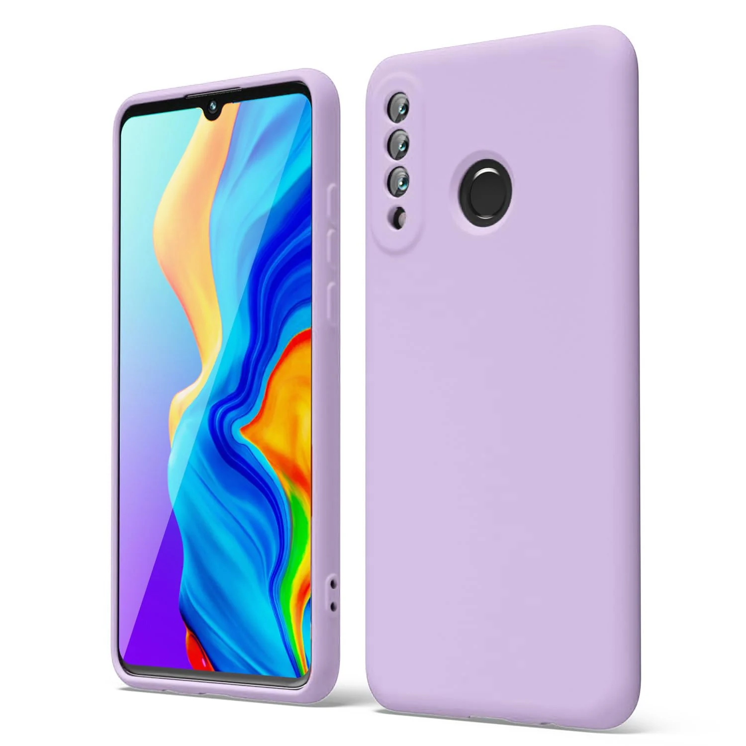 DL3 Mobilak Silicone Protective Case for Huawei P30 Lite / Nova 4E, Shock-absorbing protection, Scratch-resistant surface, Soft microfiber lining - Lavender .1