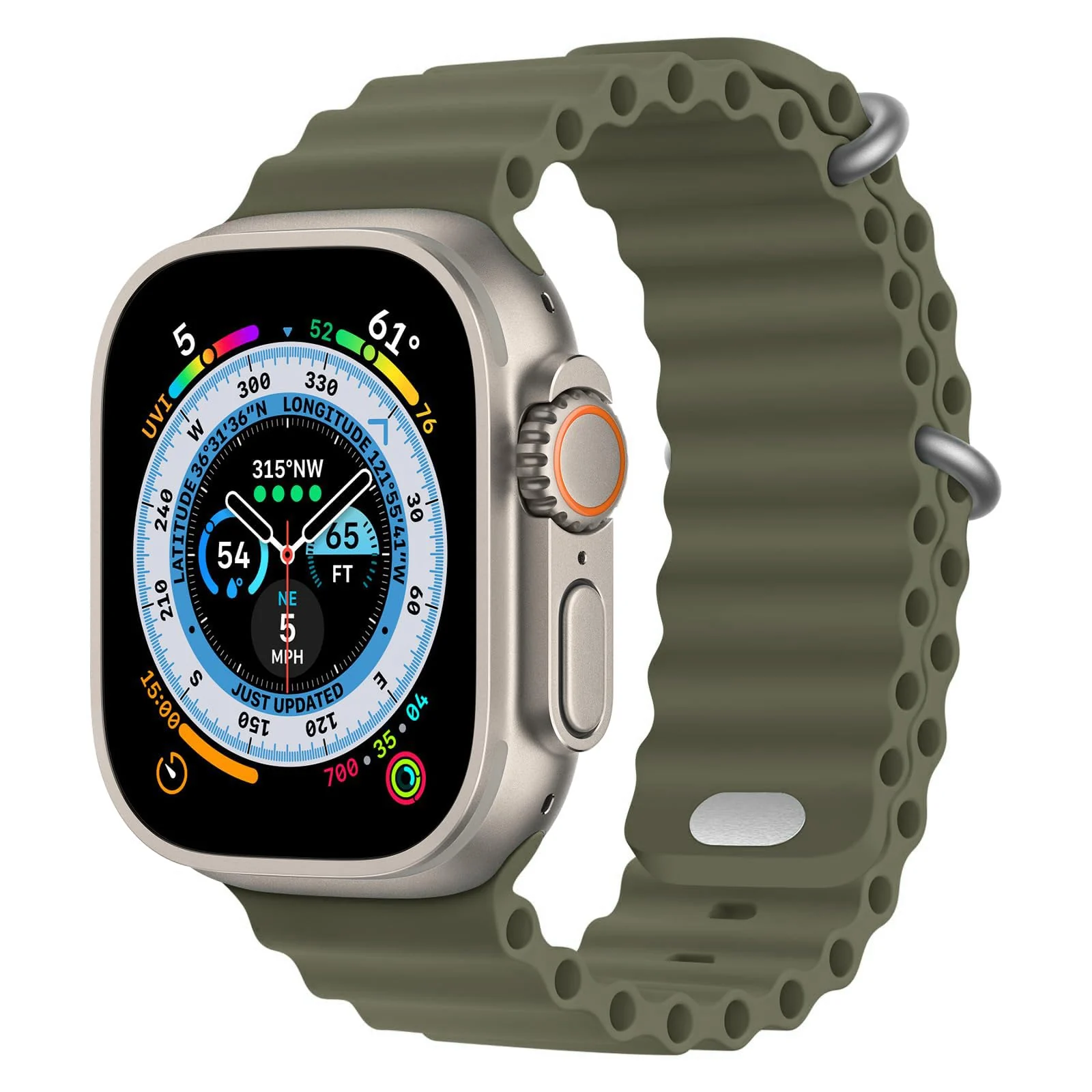 DL3 Mobilak Ocean Band For Apple Watch Ultra 49mm 45mm 44mm 42mm, Waterproof Soft Silicone Sport Wristbands Replacement Strap iWatch Ultra SE 8 7 6 5 4 3 2 1 (Army, 42MM/44MM/45MM/49MM) - Army Green