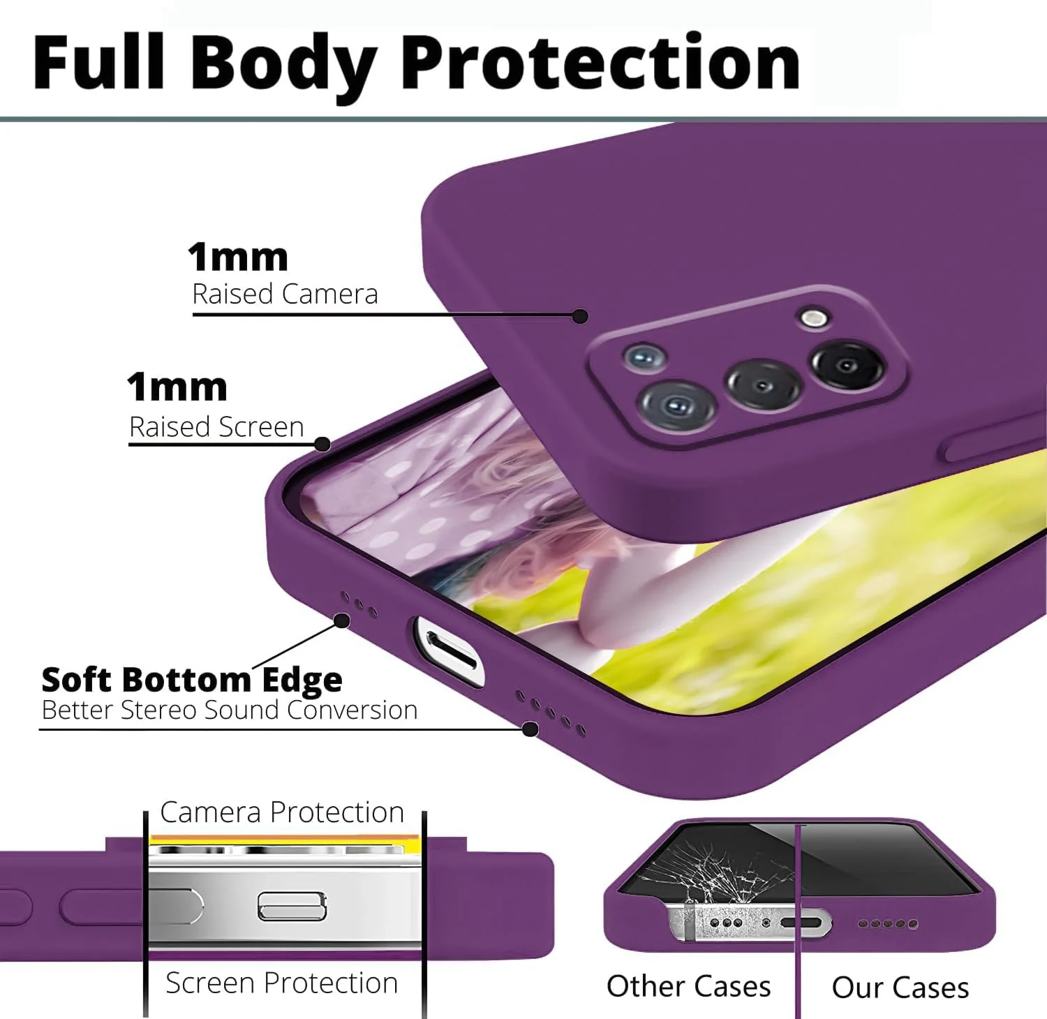 DL3 Mobilak Liquid Silicone Protective Case with Soft Microfiber Lining with Full Camera Protection for realme 7 Pro - Violet