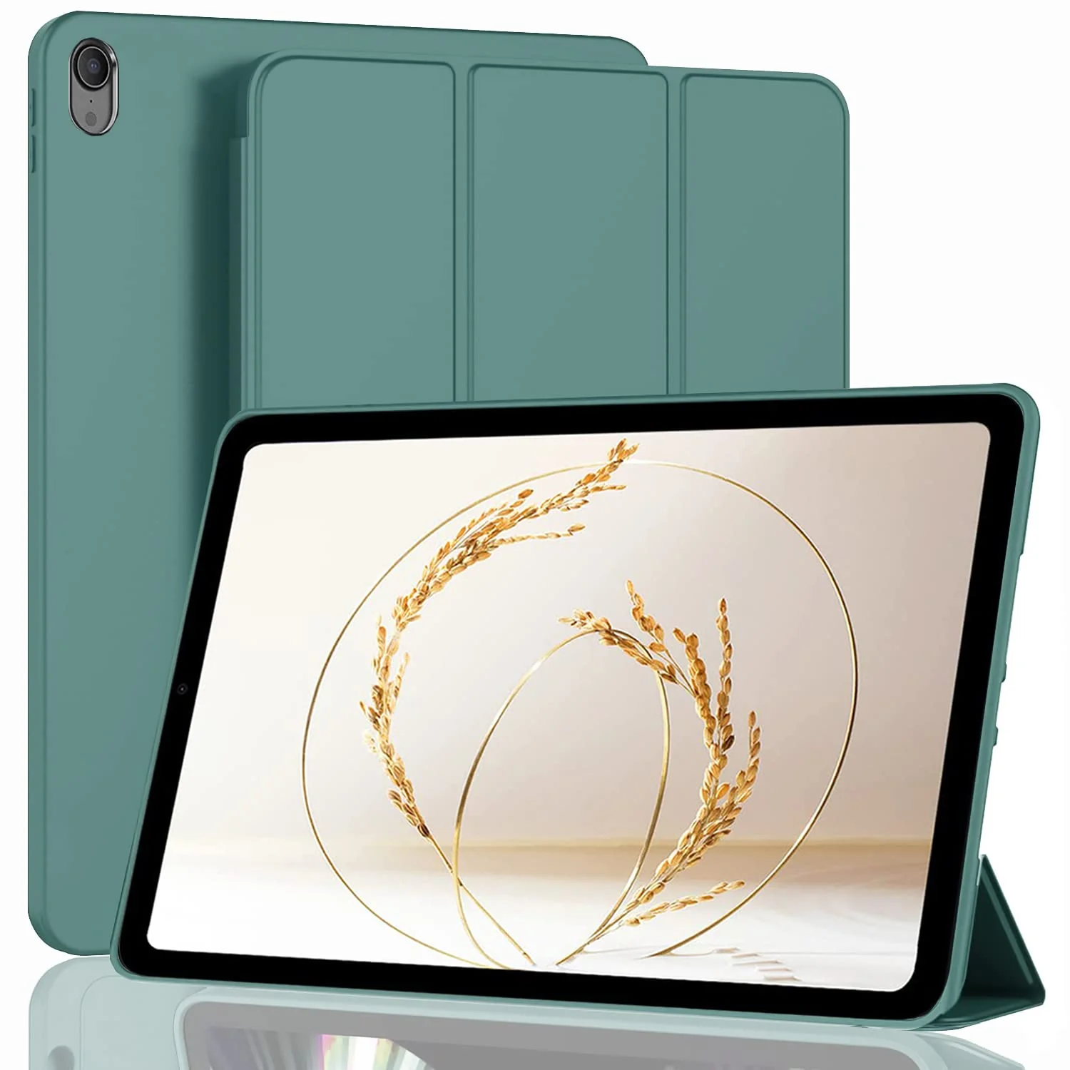 DL3 Mobilak Smart Case Compatible with iPad Air 5th Generation 2022/ Air 4th Generation 2020 10.9 Inch Case Flip Cover Leather Case Soft TPU Back And Trifold Stand With Auto Wake/Sleep - Green