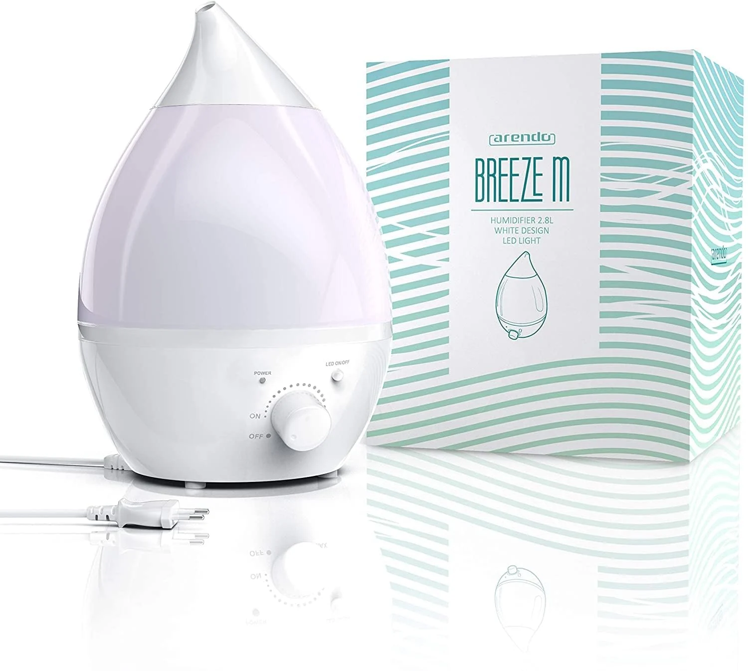 Mobigon 2.6 Litres Humidifier for Room, Cool Mist Ultrasonic Humidifier/Essential Oil Diffuser, Super Quiet 360°Nozzle, Colorful Change, Auto Shut Off&UV Light&, Lasts Up to 24 Hours - White Purple