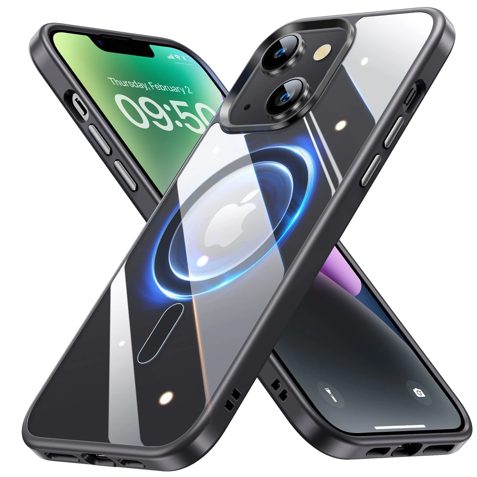 DL3 MOBILAK Case Magnetic Crystal Clear for iPhone 15 (6.1 Inch) Case, [Compatible with MagSafe] Slim Phone Case Thin Cover - Black